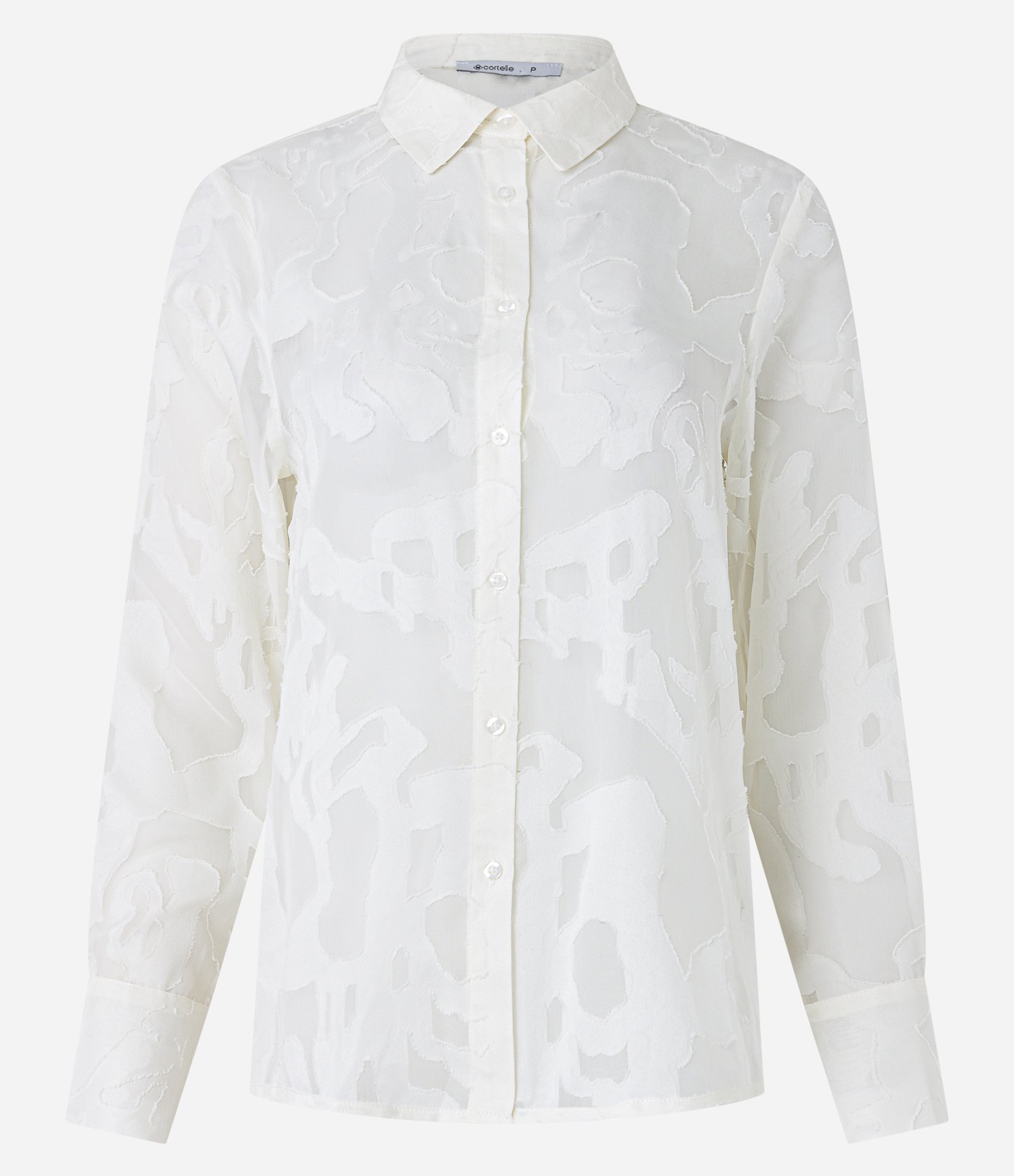 Camisa em Chiffon com Textura Devorê Off White 5