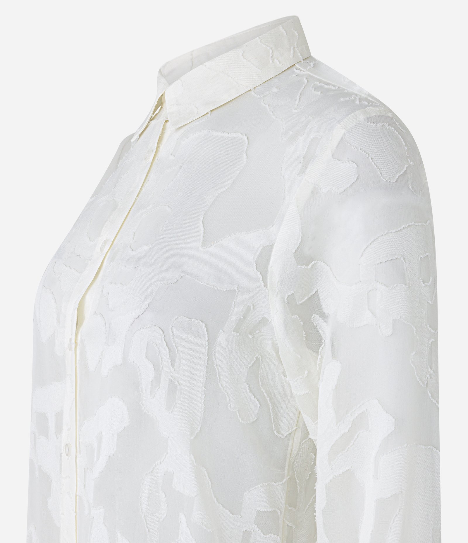Camisa em Chiffon com Textura Devorê Off White 6