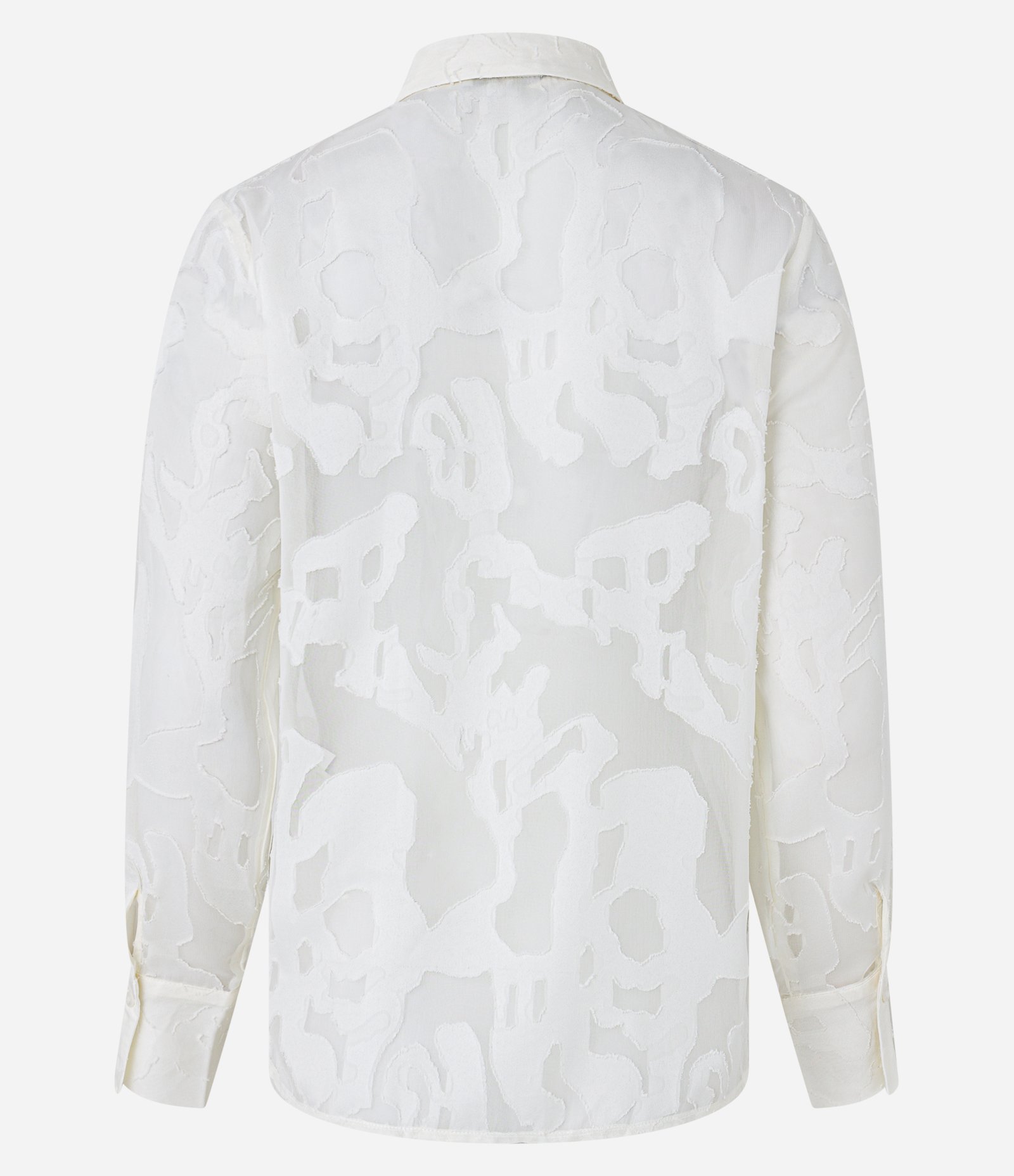 Camisa em Chiffon com Textura Devorê Off White 7