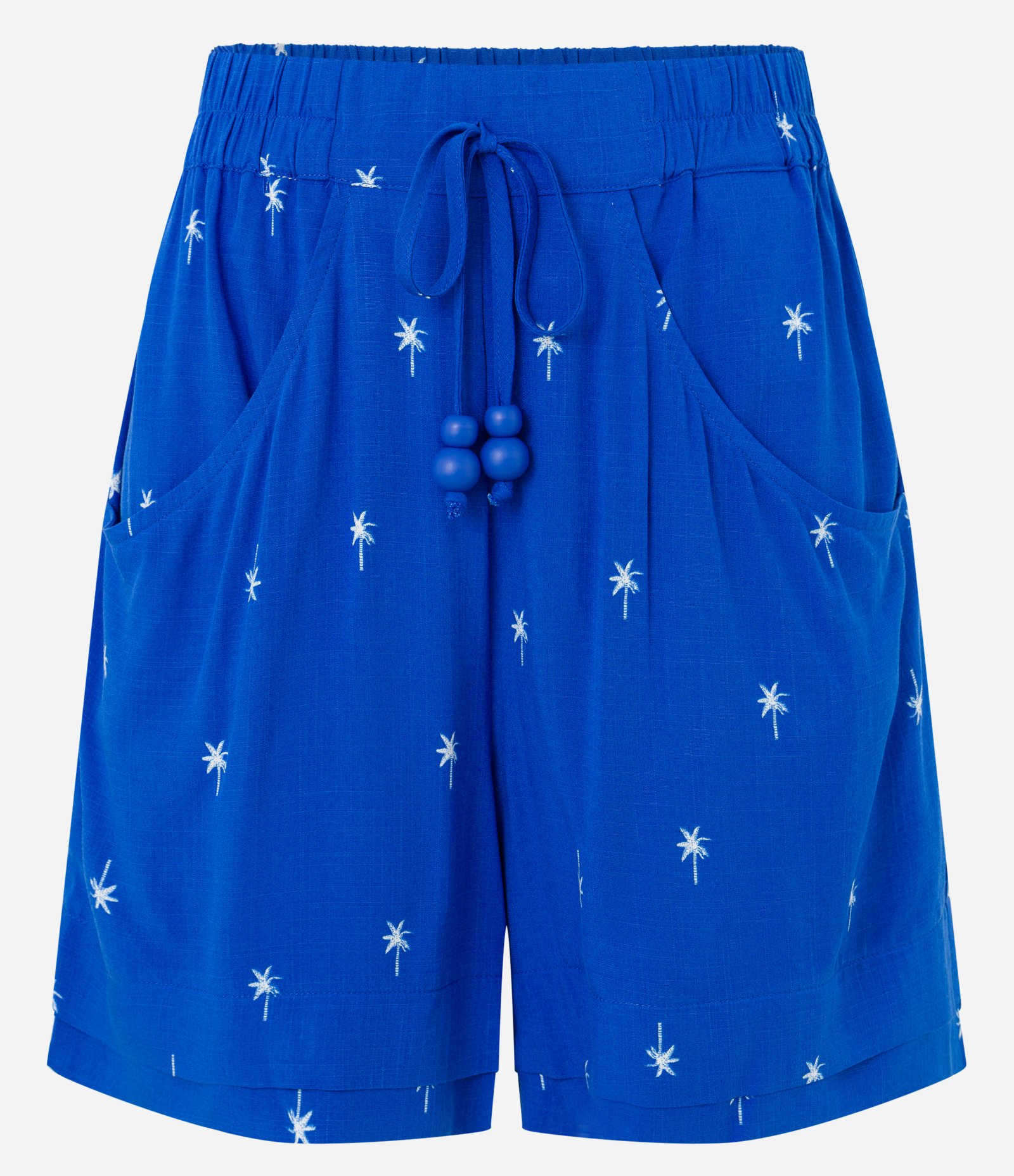 Short em Viscose com Amarração e Barra Dupla Azul 4