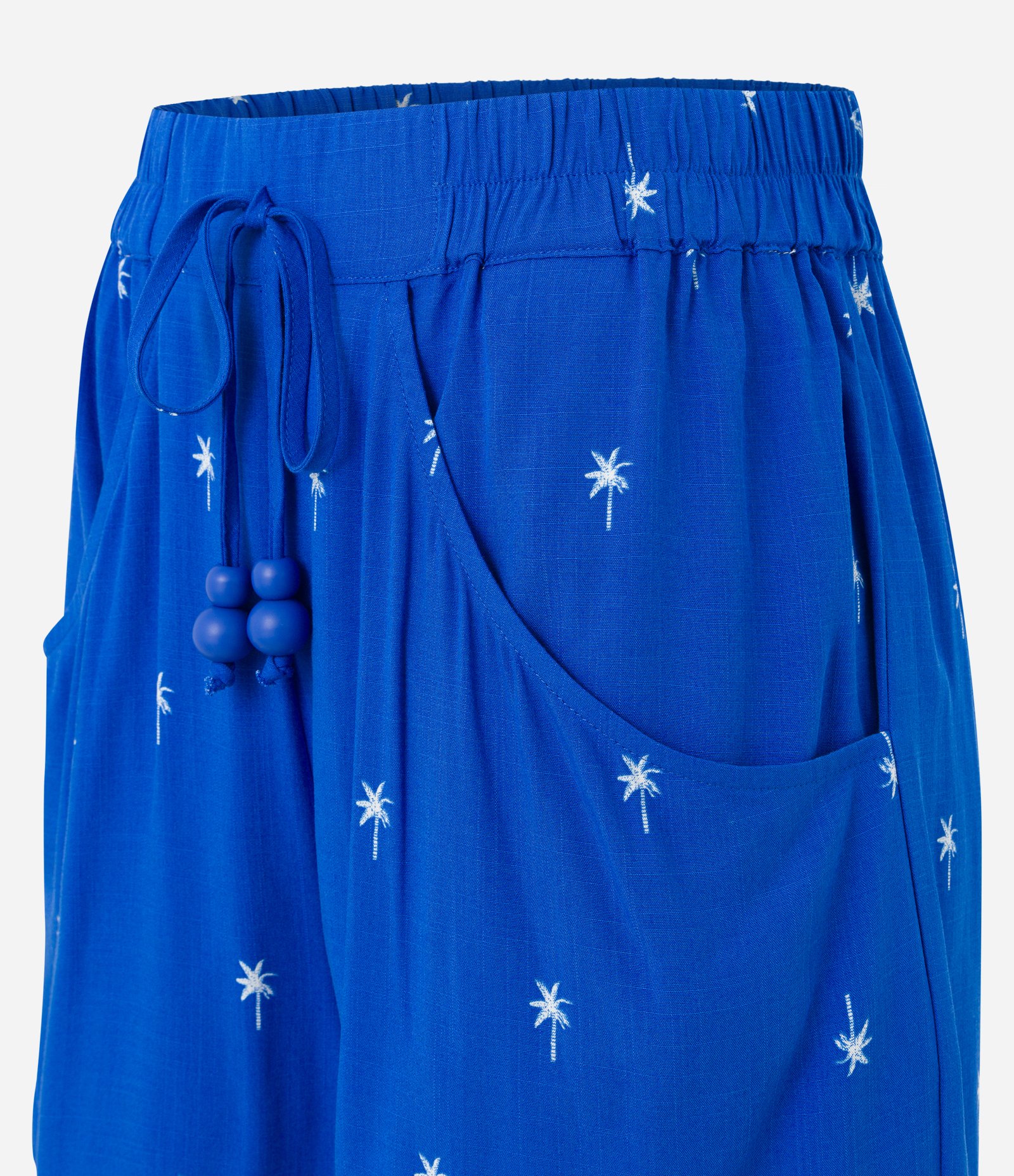 Short em Viscose com Amarração e Barra Dupla Azul 5