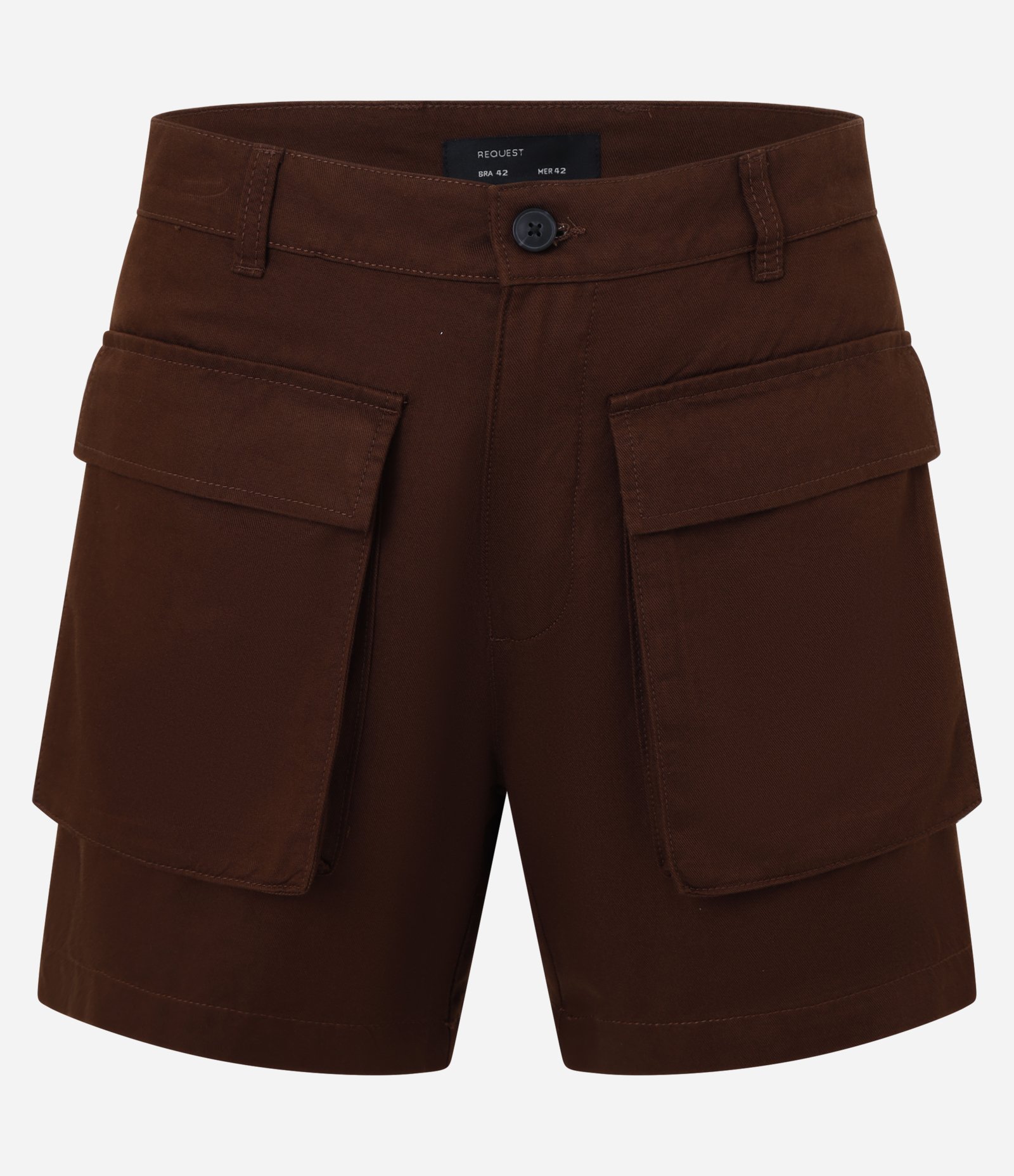 Bermuda em Algodão com Bolsos Cargo Frontais Marrom 5