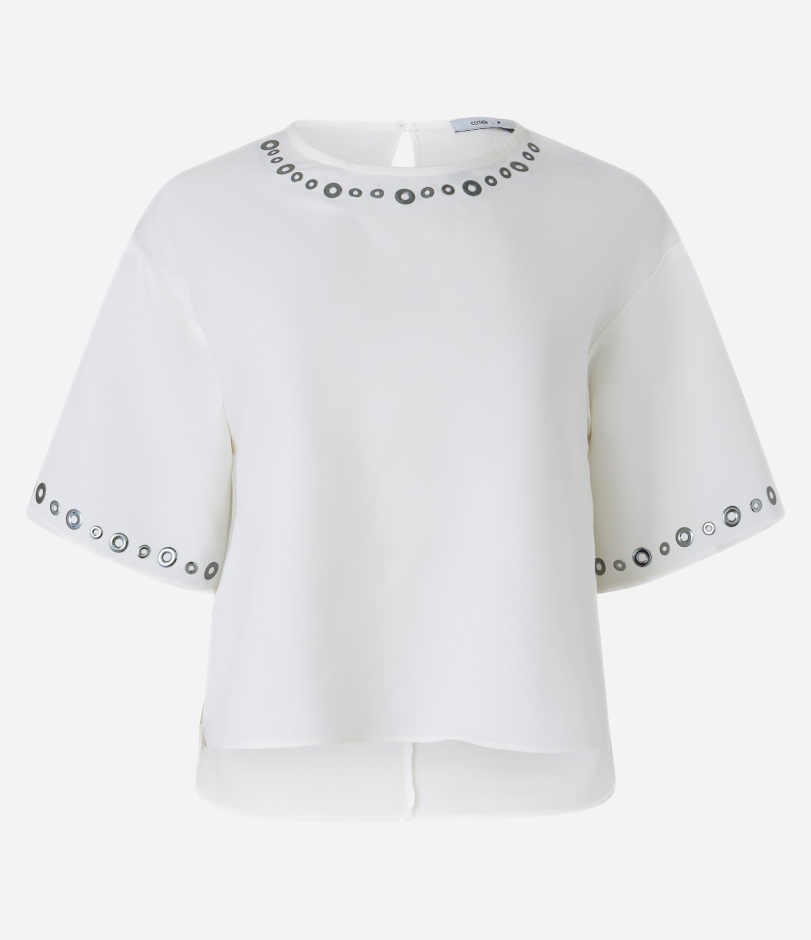 Blusa em Crepe com Ilhoses na Manga e Gola Branco Neve 6