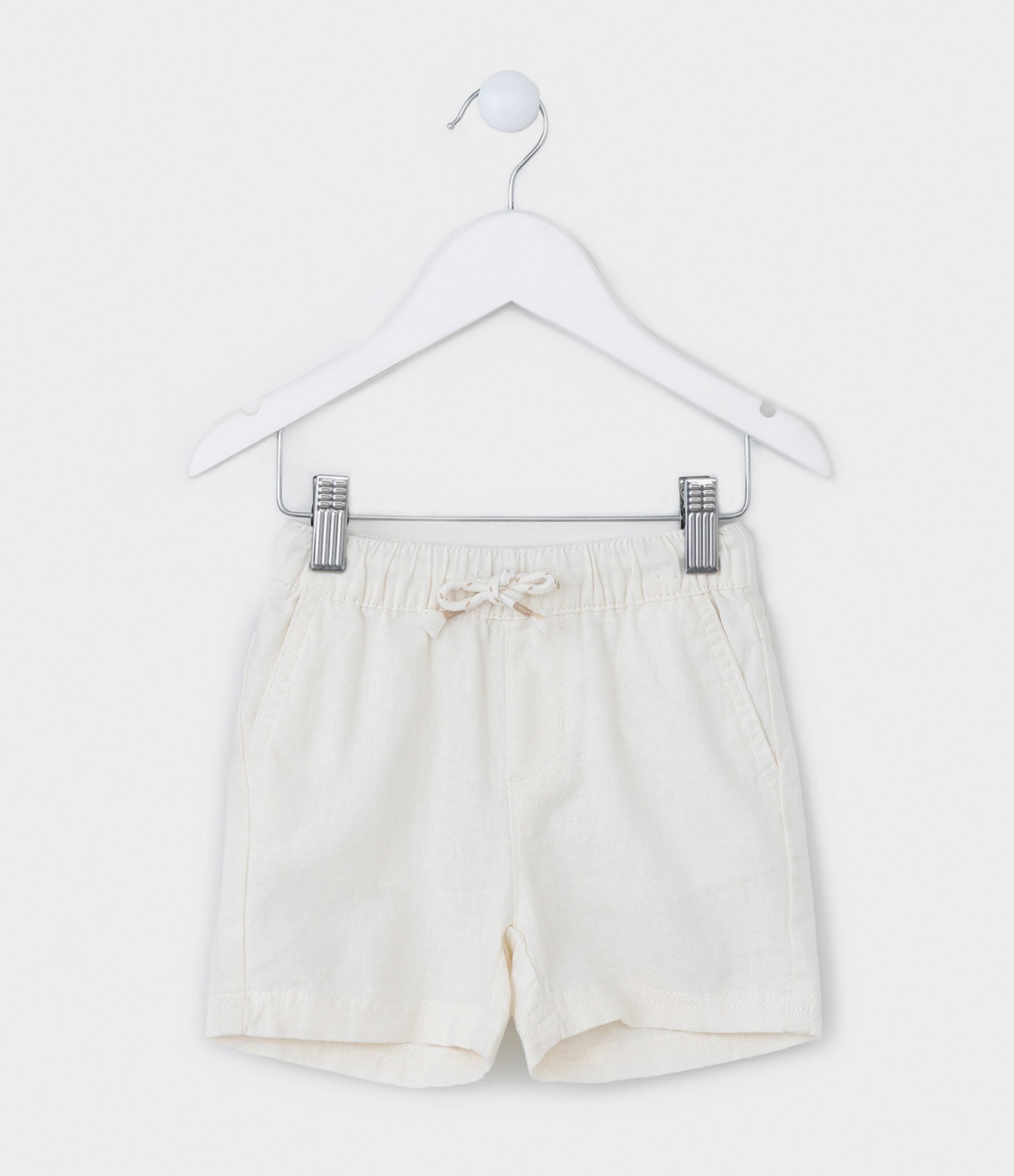 Bermuda Infantil em Linho com Bolsinho - Tam 1 a 5 Anos Branco Neve 1