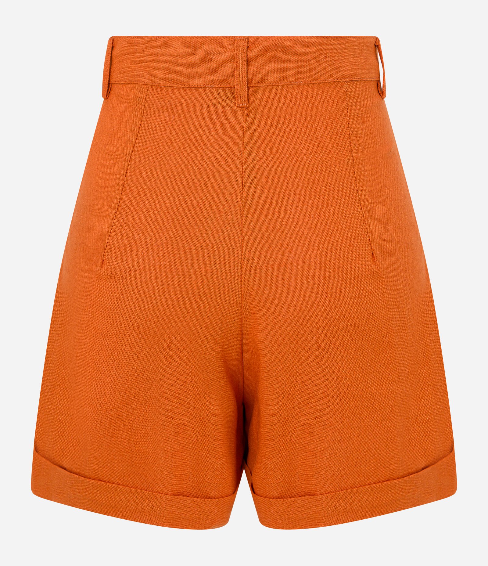Short Curto em Viscolinho com Barra Virada Laranja 5