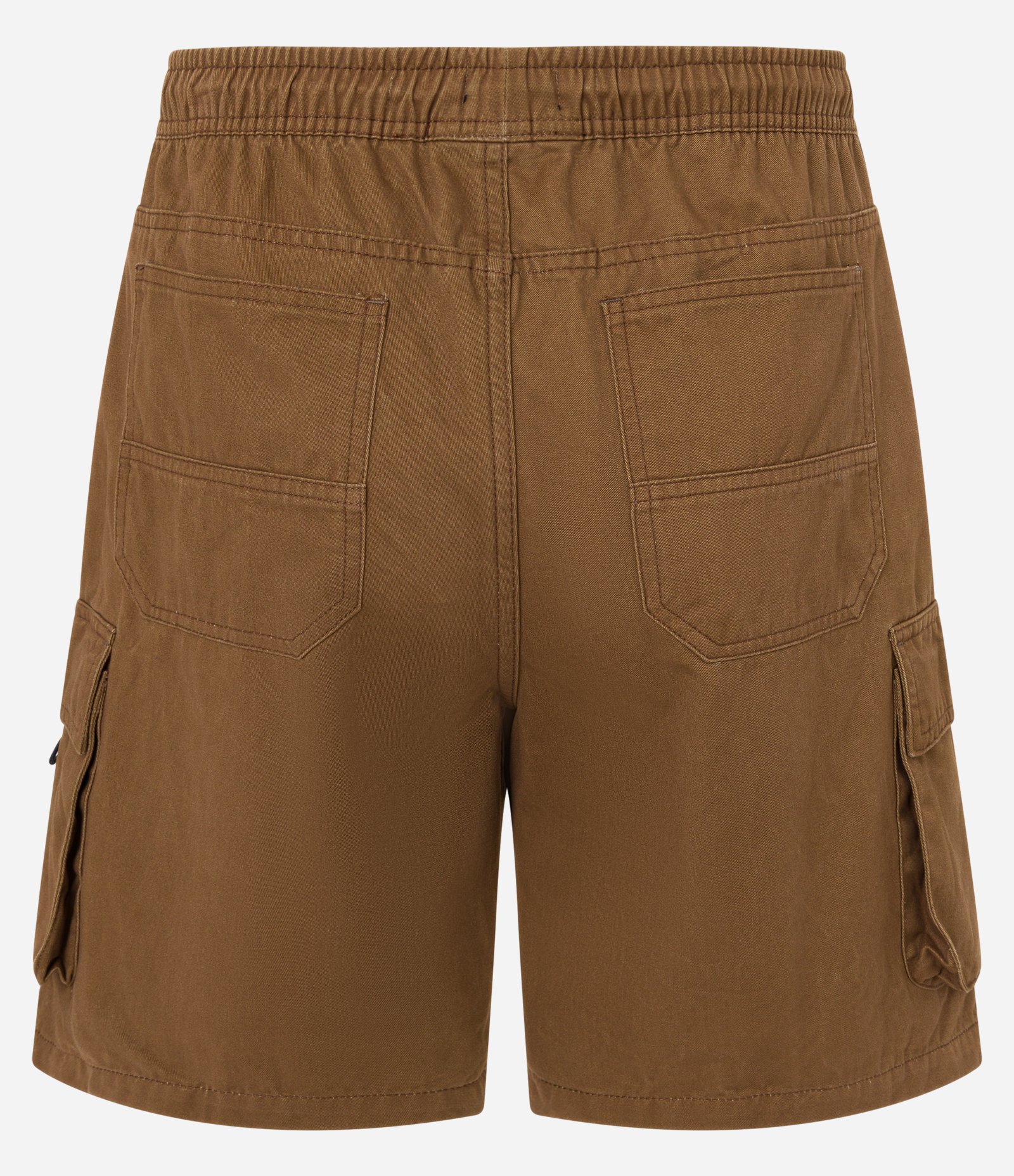 Bermuda em Algodão com Cós Elástico e Bolsos Cargo Marrom Café 6