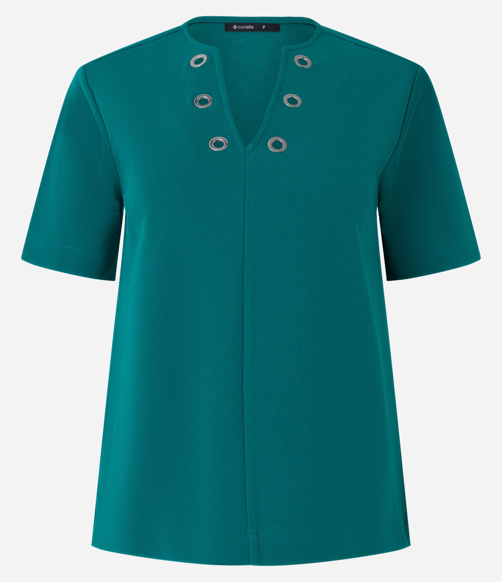 Blusa em Crepe com Decote V e Detalhe de Ilhoses Verde 5