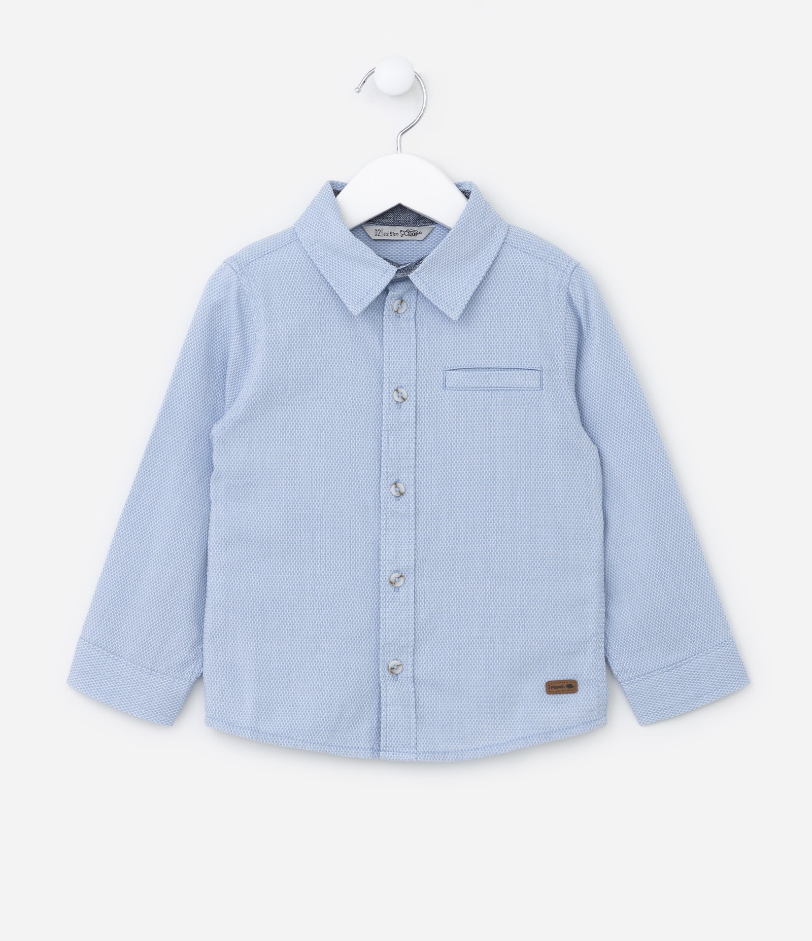 Camisa Infantil Texturizada com Bolsinho - Tam 1 a 5 Anos Azul 1