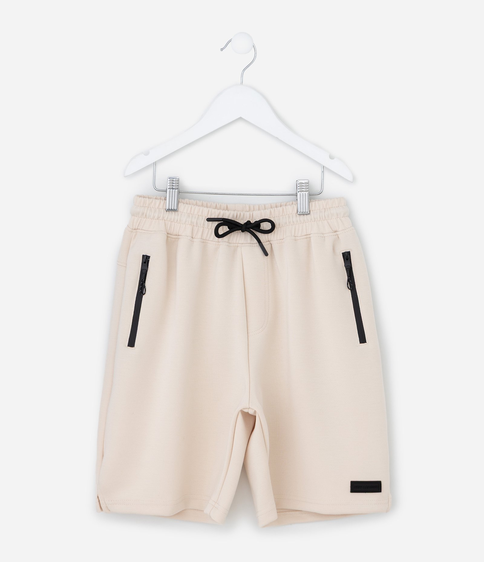 Bermuda Infantil em Moletom com Bolso com Zíper - Tam 5 a 14 Anos Bege 2