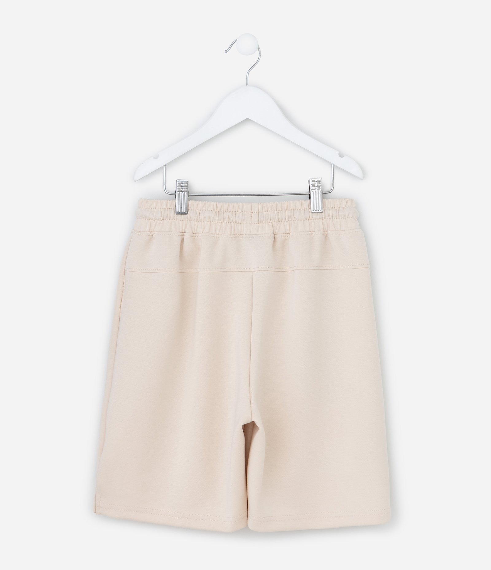 Bermuda Infantil em Moletom com Bolso com Zíper - Tam 5 a 14 Anos Bege 3