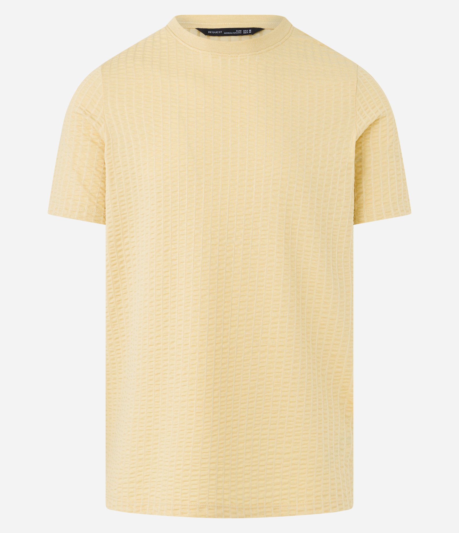 Camiseta Slim em Algodão com Textura de Listras Amarelo 5