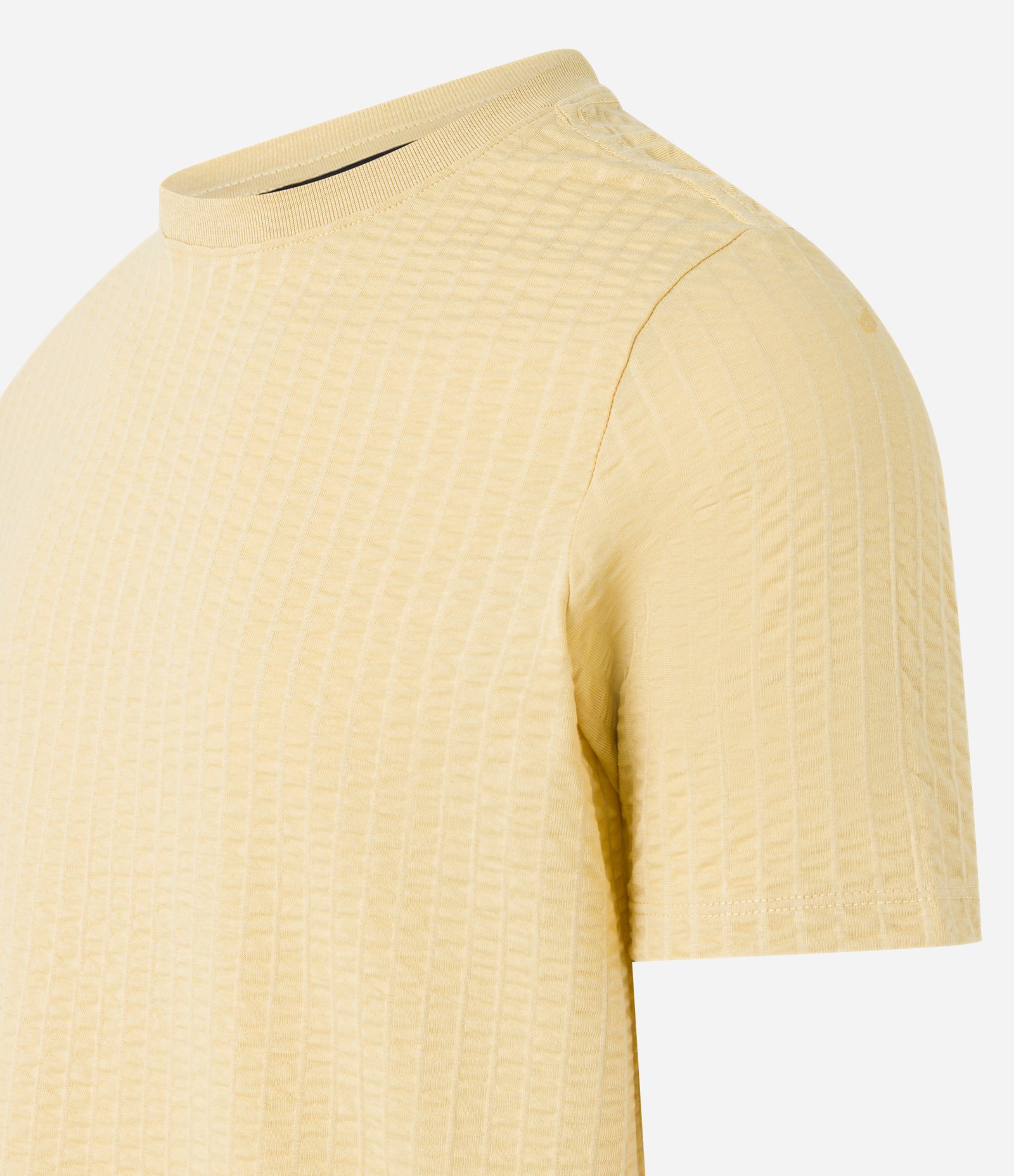 Camiseta Slim em Algodão com Textura de Listras Amarelo 6