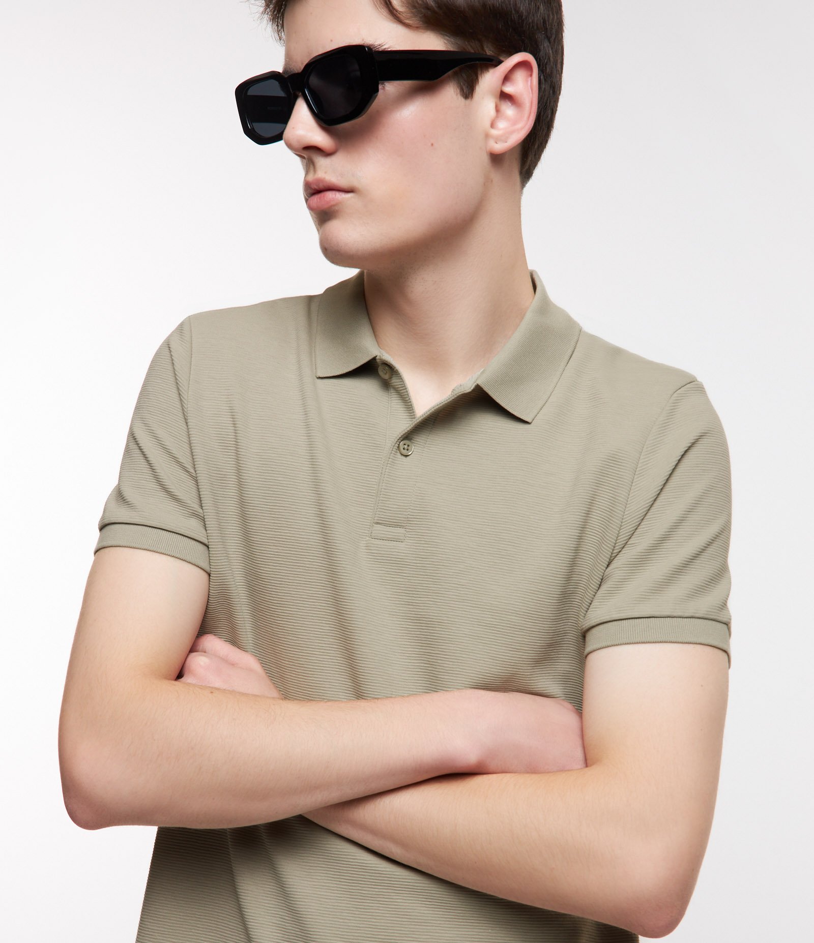 Camisa Polo Slim com Botões e Textura Canelada 4