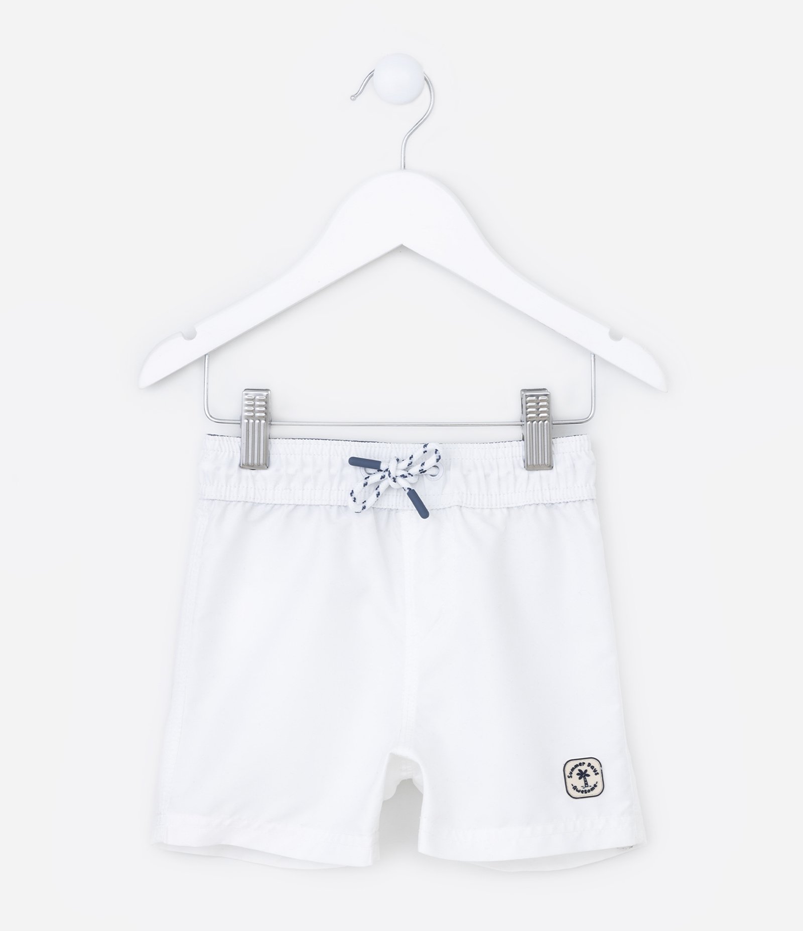 Bermuda de Banho Infantil com Etiqueta Emborrachada - Tam 1 a 5 anos Branco 1
