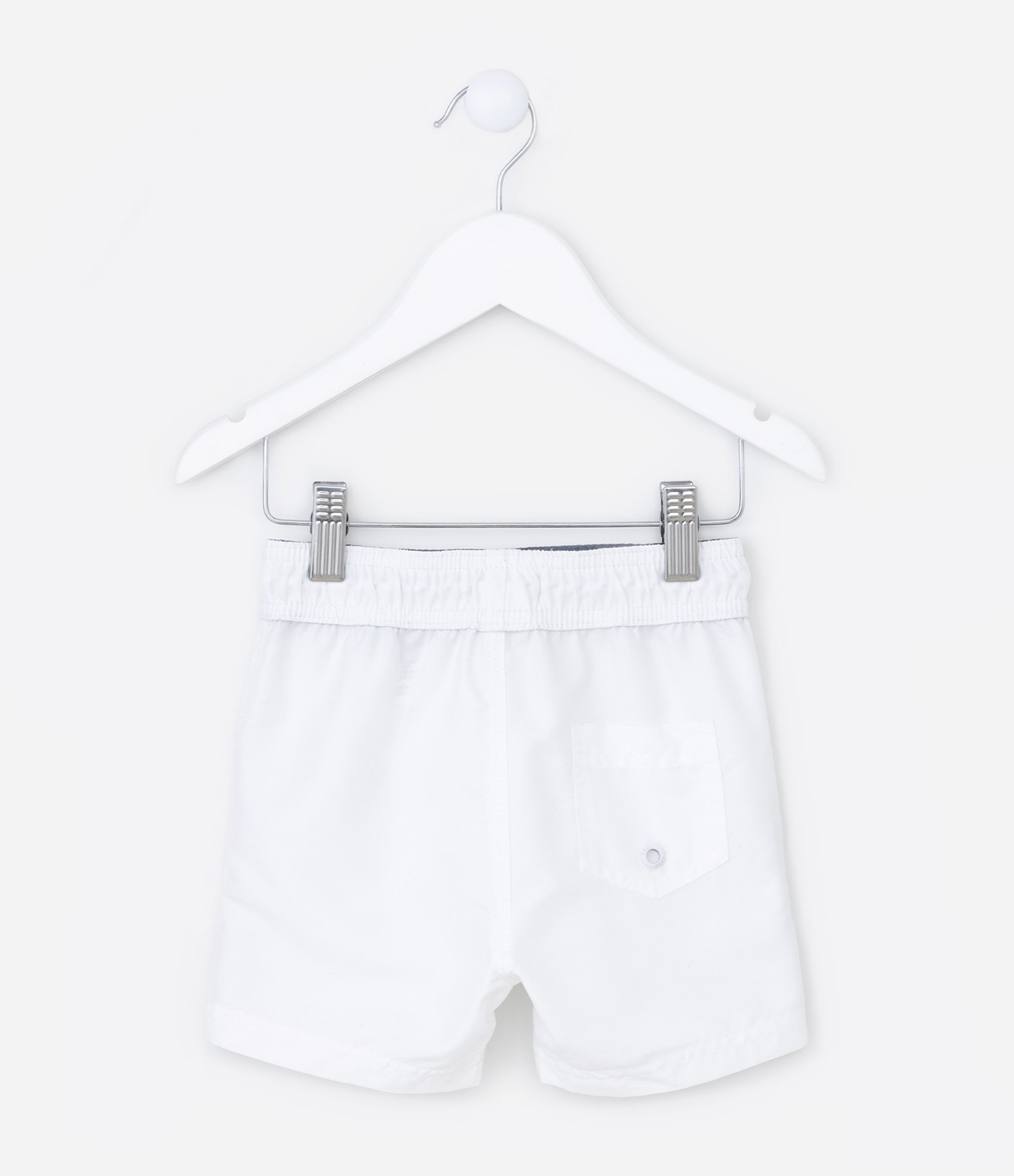Bermuda de Banho Infantil com Etiqueta Emborrachada - Tam 1 a 5 anos Branco 2