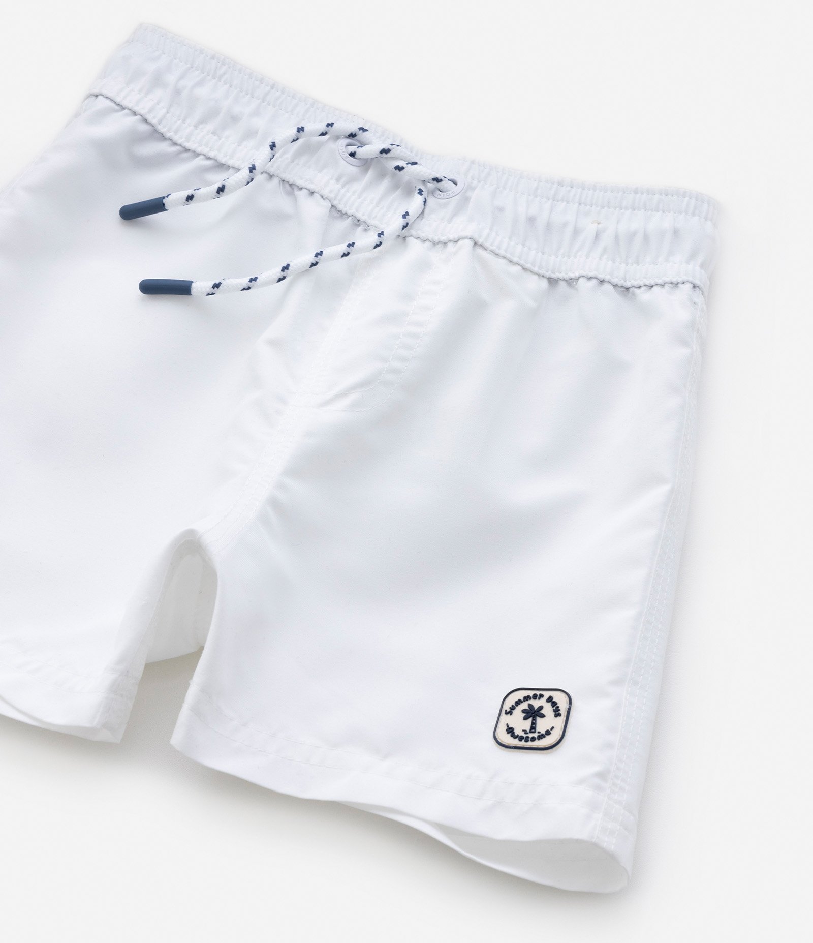 Bermuda de Banho Infantil com Etiqueta Emborrachada - Tam 1 a 5 anos Branco 4