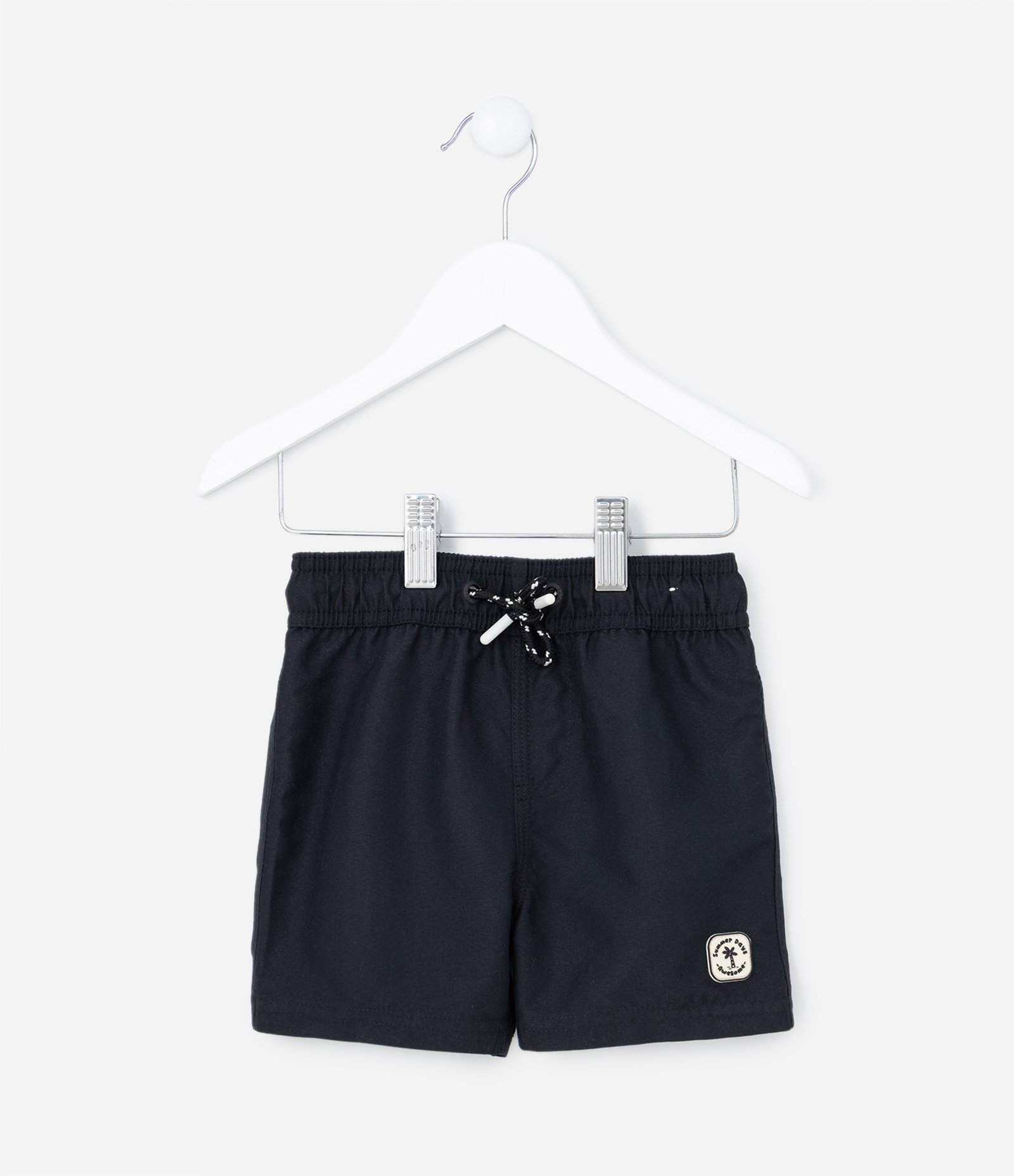 Bermuda de Banho Infantil com Etiqueta Emborrachada - Tam 1 a 5 anos Preto 1