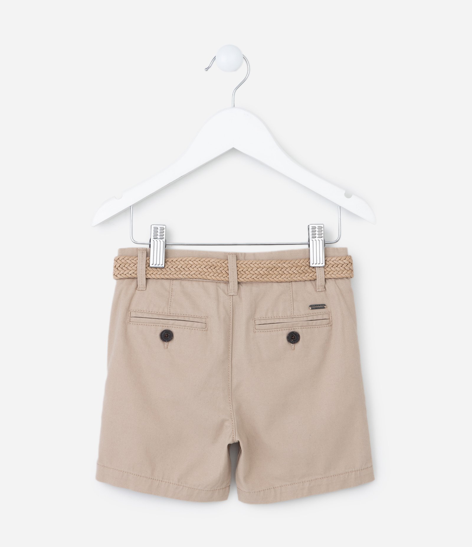 Bermuda Infantil em Sarja com Cinto - Tam 1 a 4 Anos Bege 2