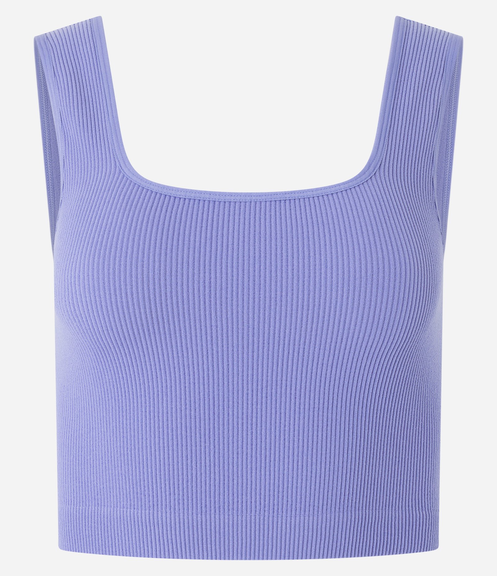 Blusa Regata Cropped Básica em Poliamida Canelada sem Costura Lilás 5