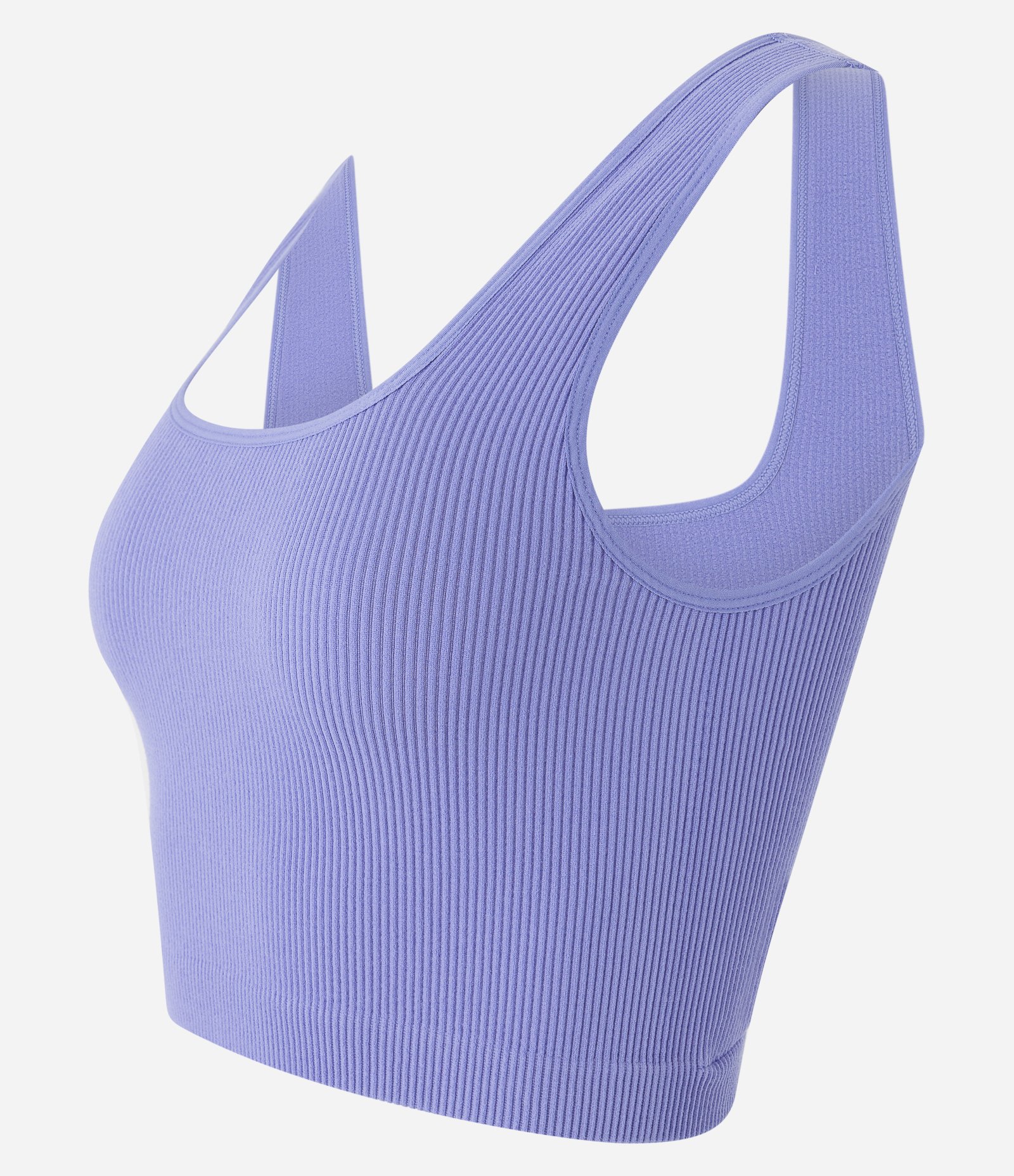 Blusa Regata Cropped Básica em Poliamida Canelada sem Costura Lilás 6