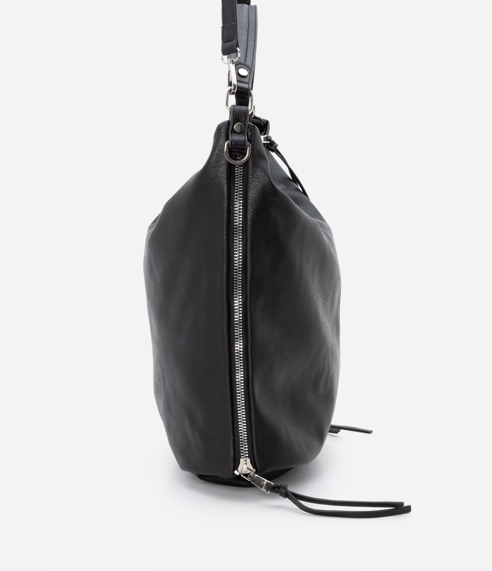 Bolsa Hobo Grande Desestruturada com Alças Duplas Preto 3