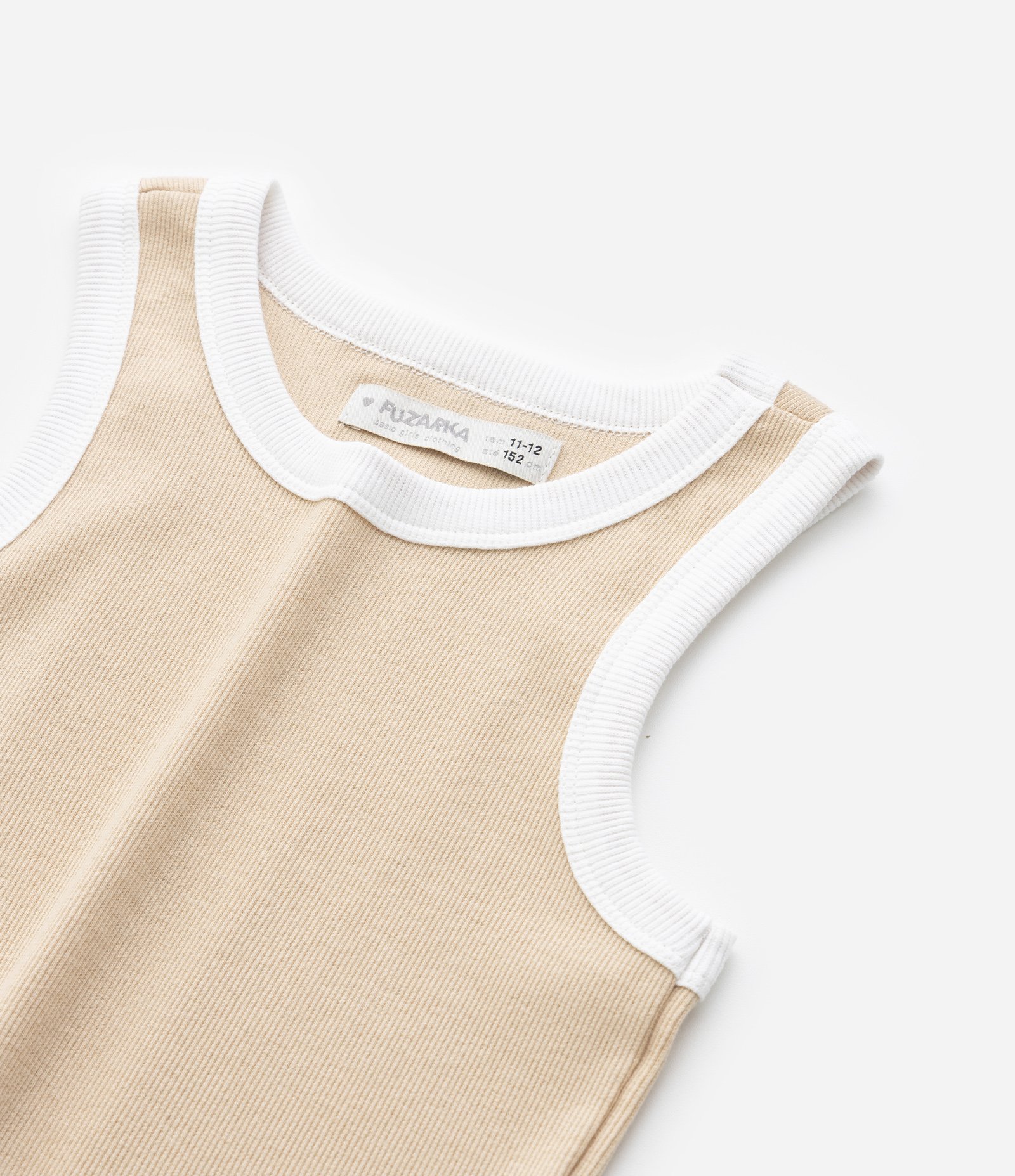 Regata Cropped Infantil com Viés Contrastante - Tam 5 a 14 anos Bege 4