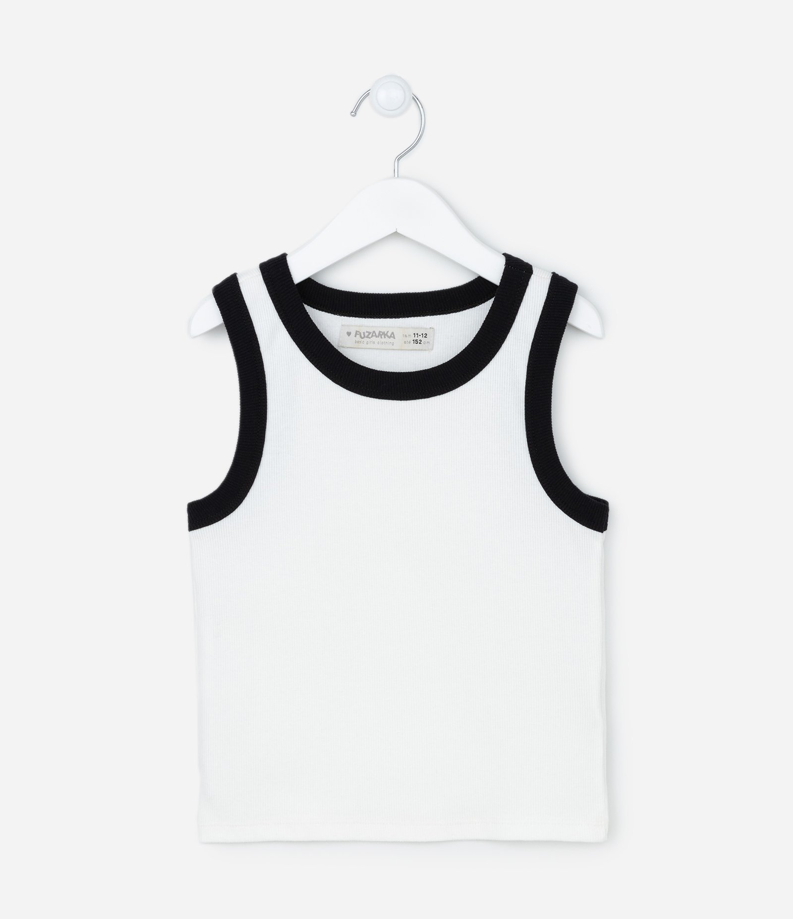 Regata Cropped Infantil com Viés Contrastante - Tam 5 a 14 anos Branco 1