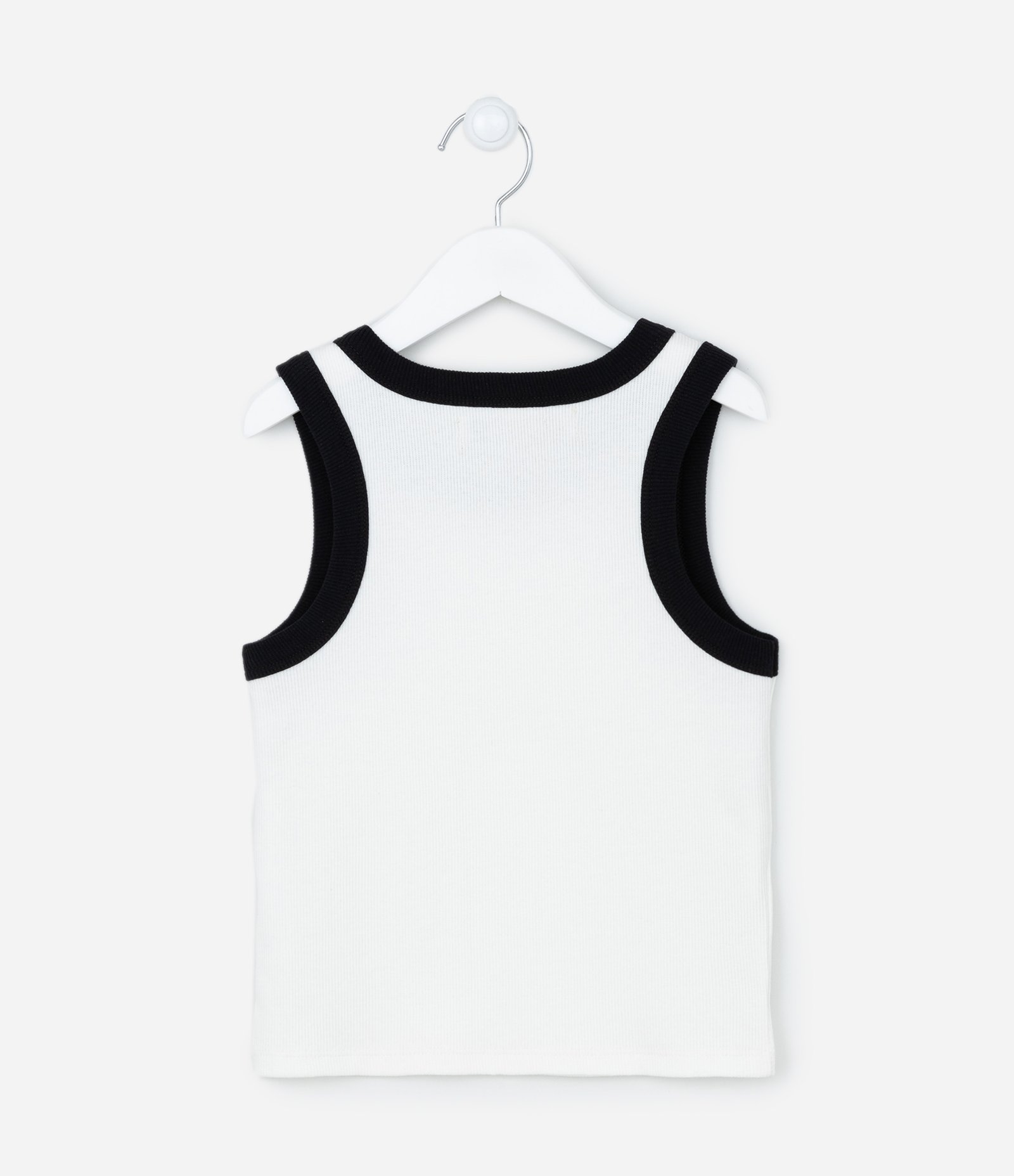 Regata Cropped Infantil com Viés Contrastante - Tam 5 a 14 anos Branco 2