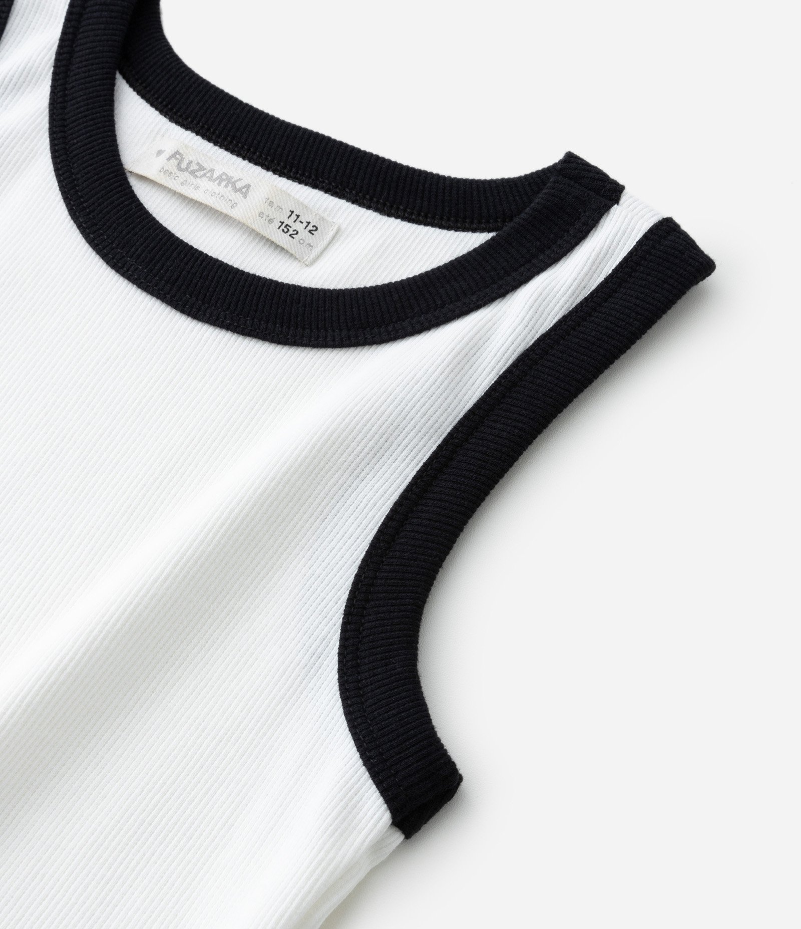 Regata Cropped Infantil com Viés Contrastante - Tam 5 a 14 anos Branco 4