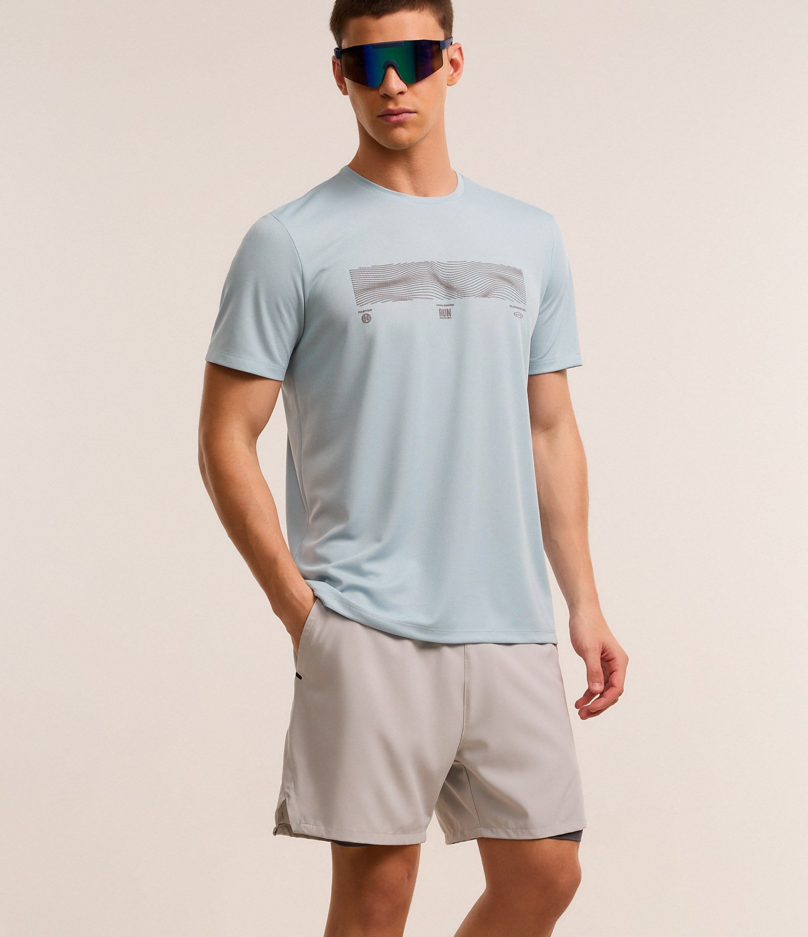 Bermuda Esportiva Corrida com Short de Compressão Cinza 2