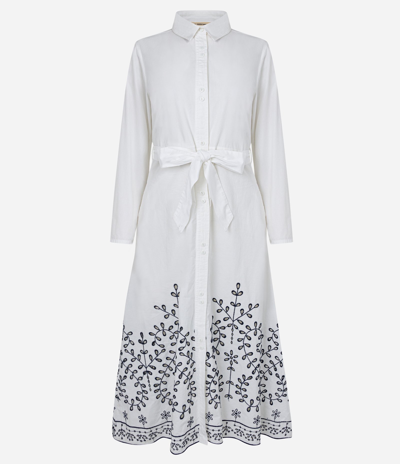 Vestido Chemise em Tricoline com Amarração e Barrado de Richelieu Branco 6