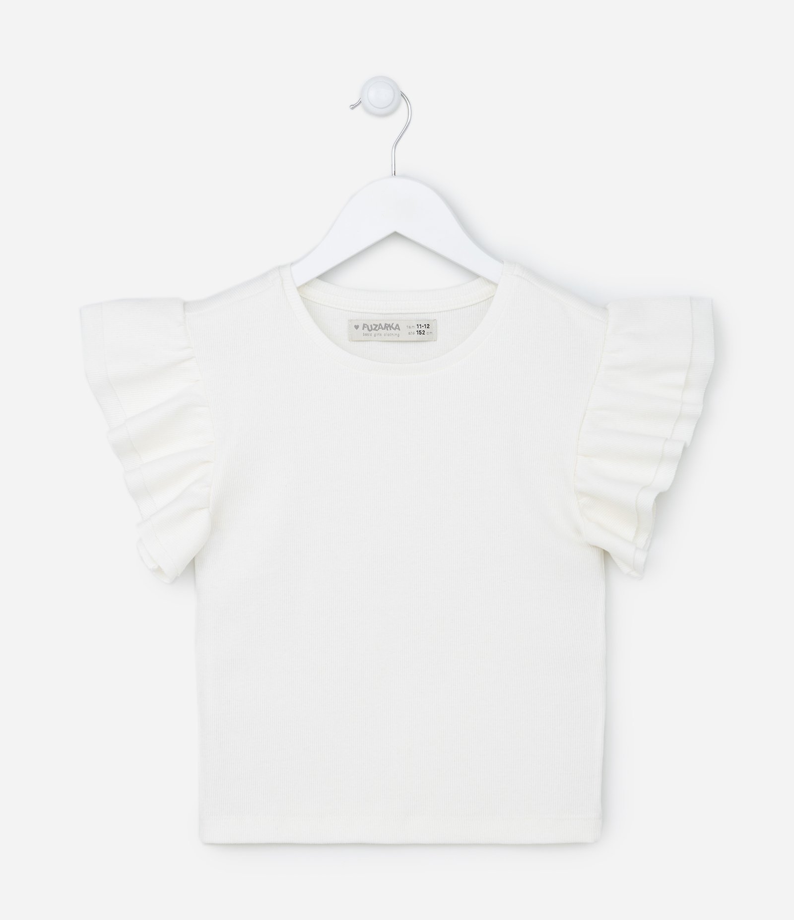 Blusa Infantil Canelada com Babado na Manga - Tam 5 A 14 Anos Branco Neve 1