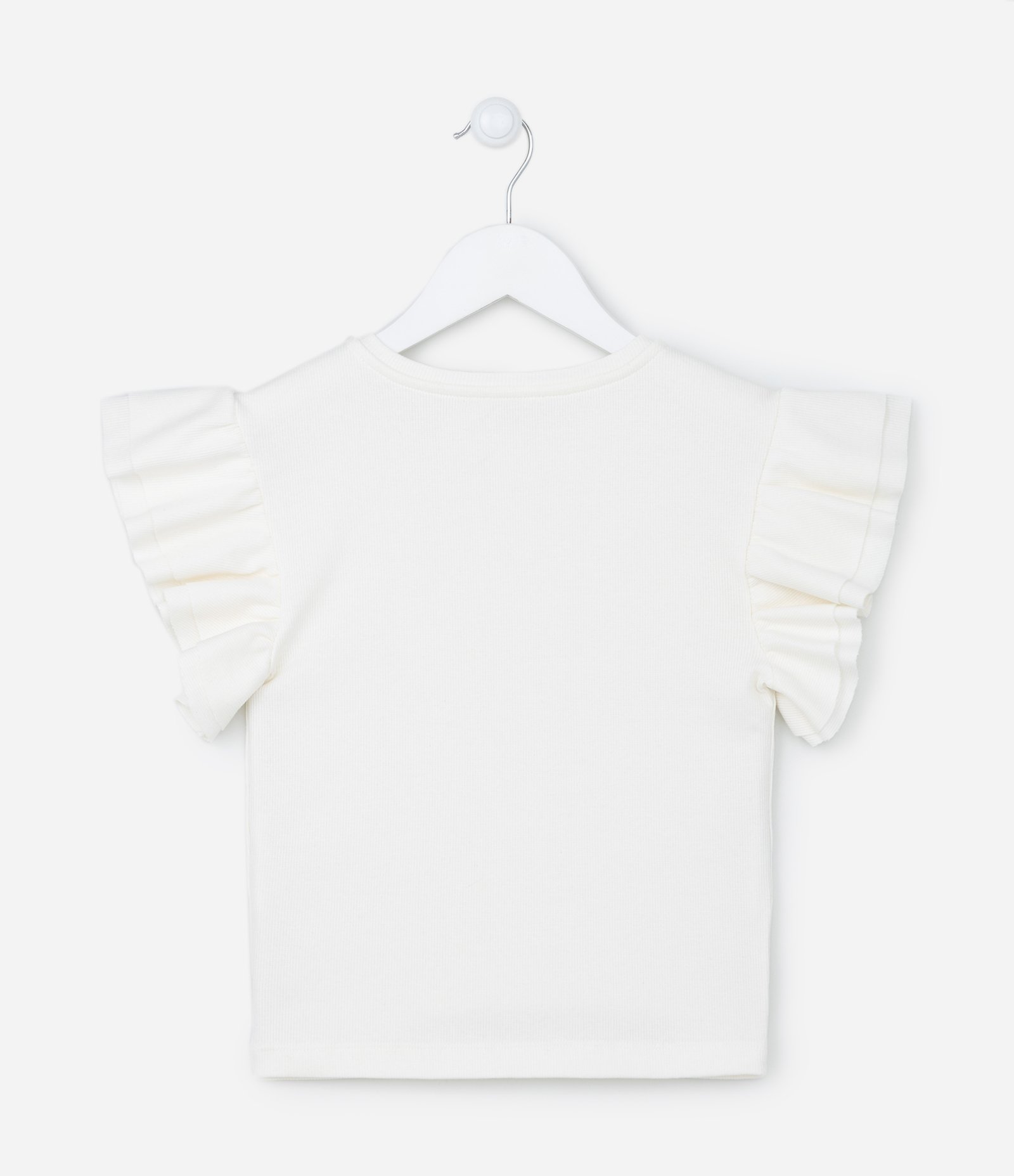 Blusa Infantil Canelada com Babado na Manga - Tam 5 A 14 Anos Branco Neve 2