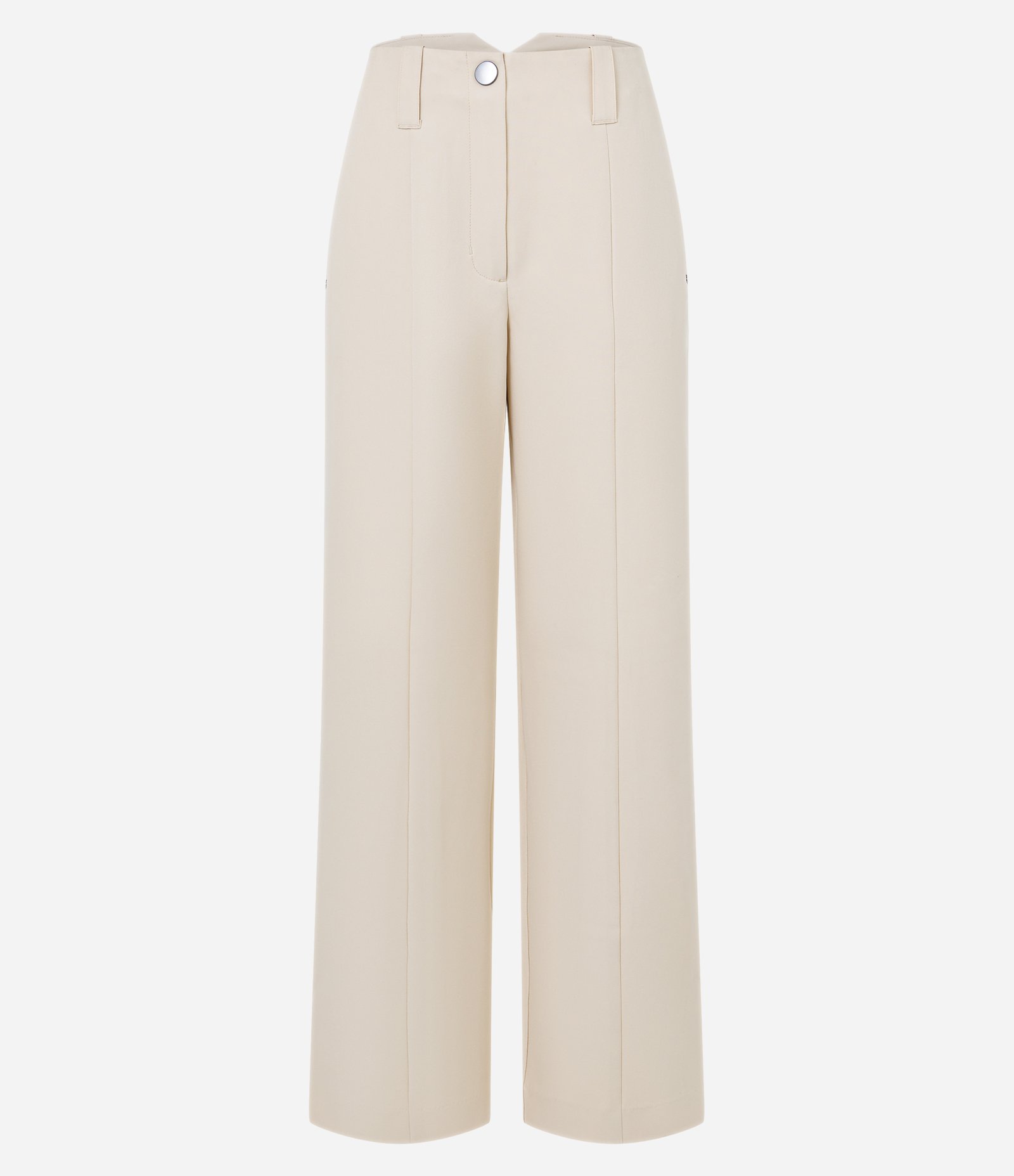 Calça Reta em Alfaiataria com Detalhe de Fenda Bege 6