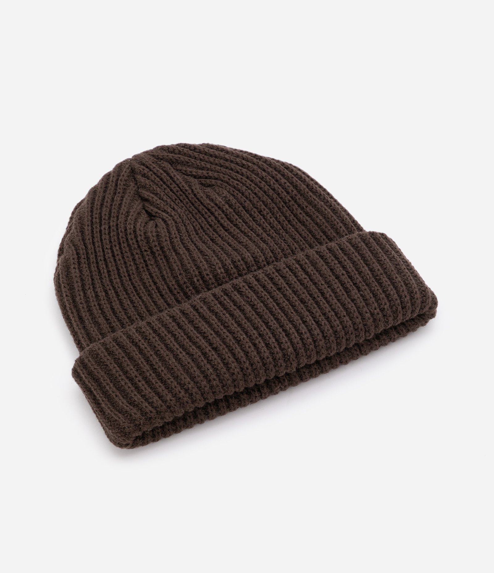 Touca Canelada em Tricô com Dobra Marrom 2