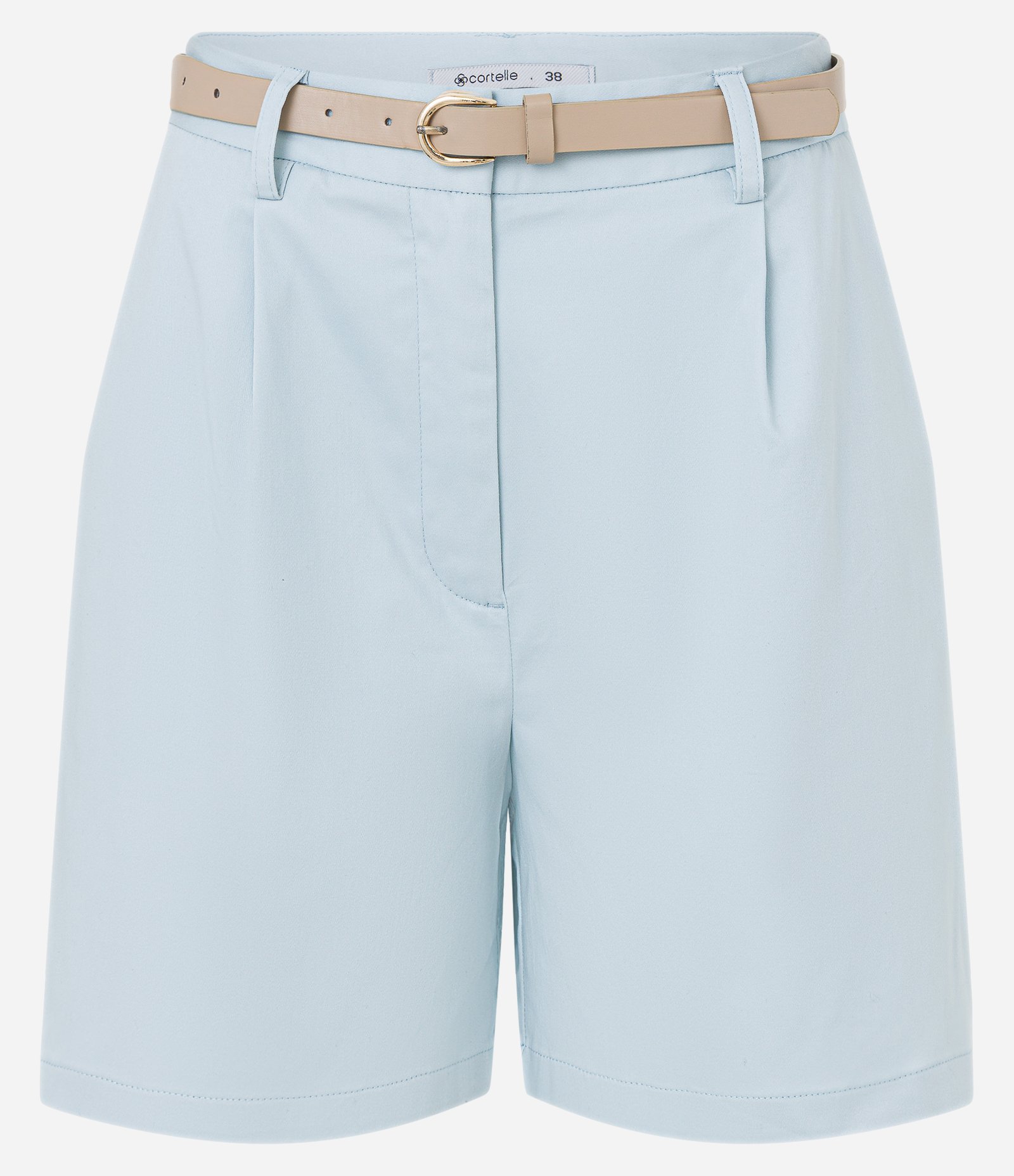 Short em Alfaiataria com Cinto de PU e Fivela de Metal Azul Bebê 5