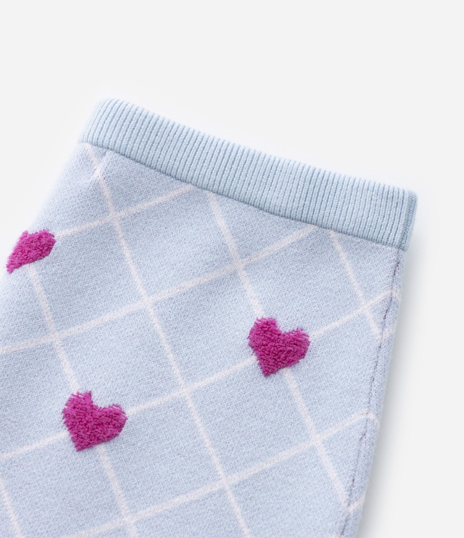 Saia Infantil em Tricô com Estampa de Corações - Tam 5 a 14 Anos Azul 4