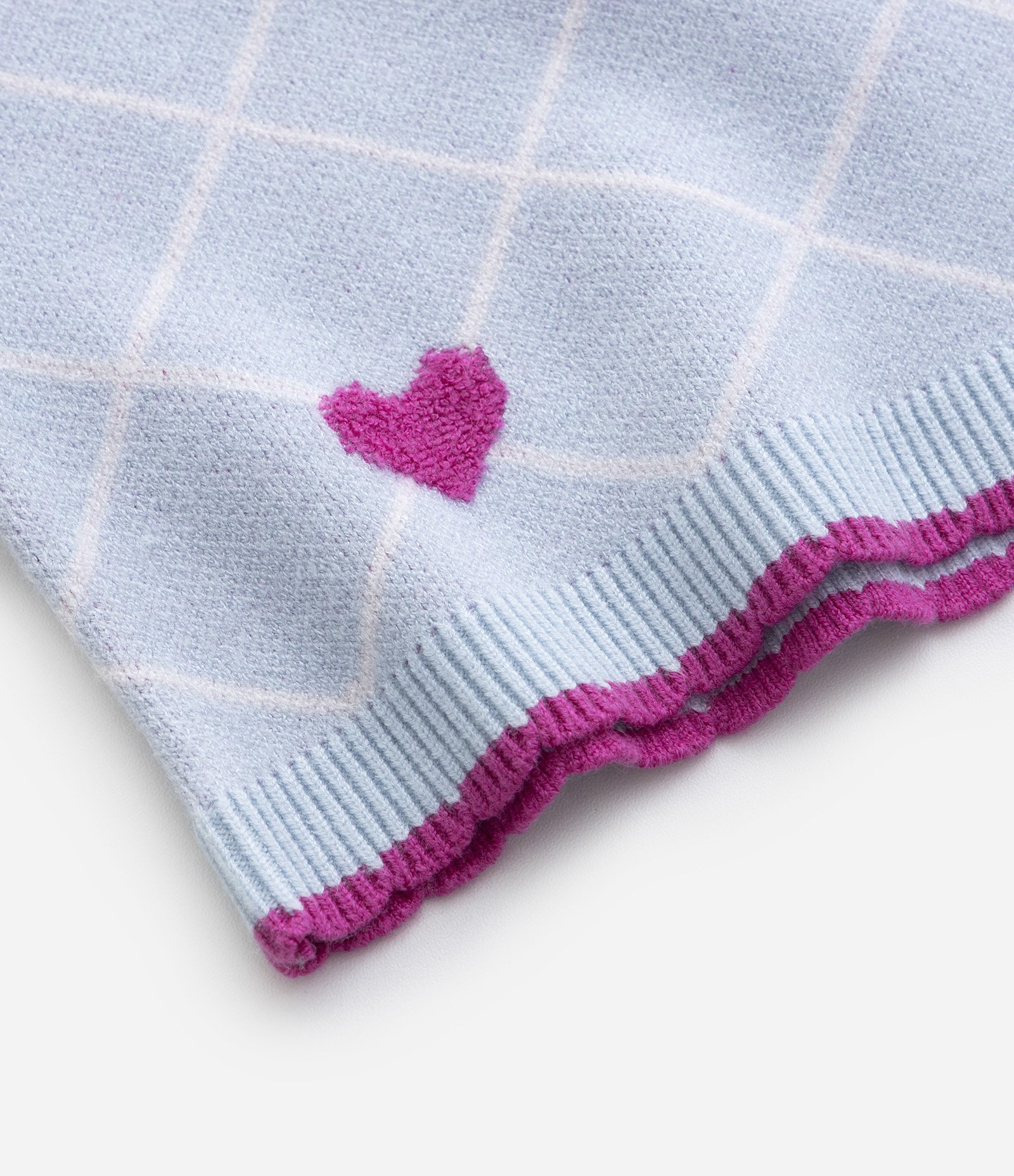 Saia Infantil em Tricô com Estampa de Corações - Tam 5 a 14 Anos Azul 5