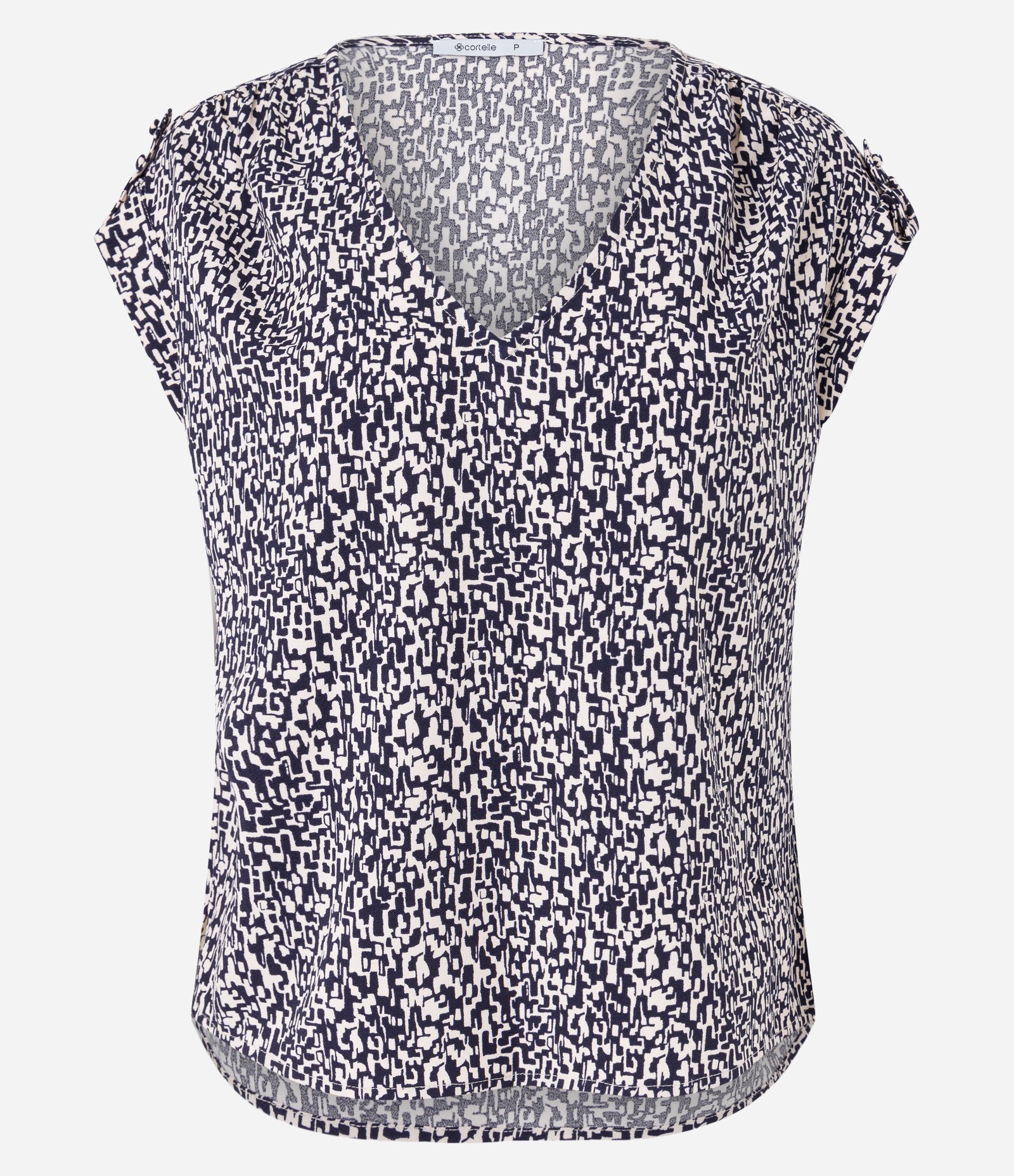 Blusa em Crepe com Decote V e Detalhe de Botões no Ombro Preto/ Branco 5