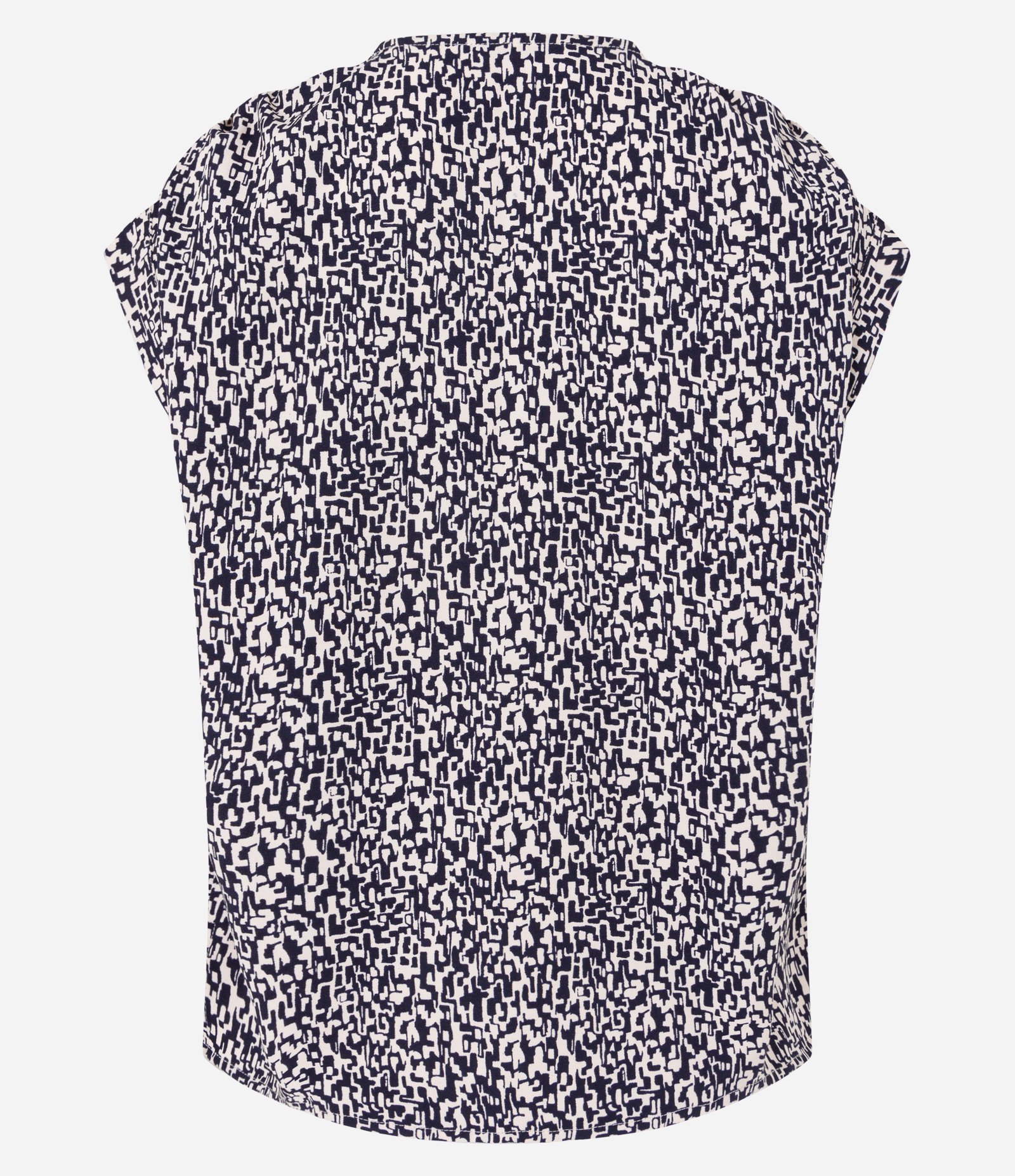 Blusa em Crepe com Decote V e Detalhe de Botões no Ombro Preto/ Branco 7