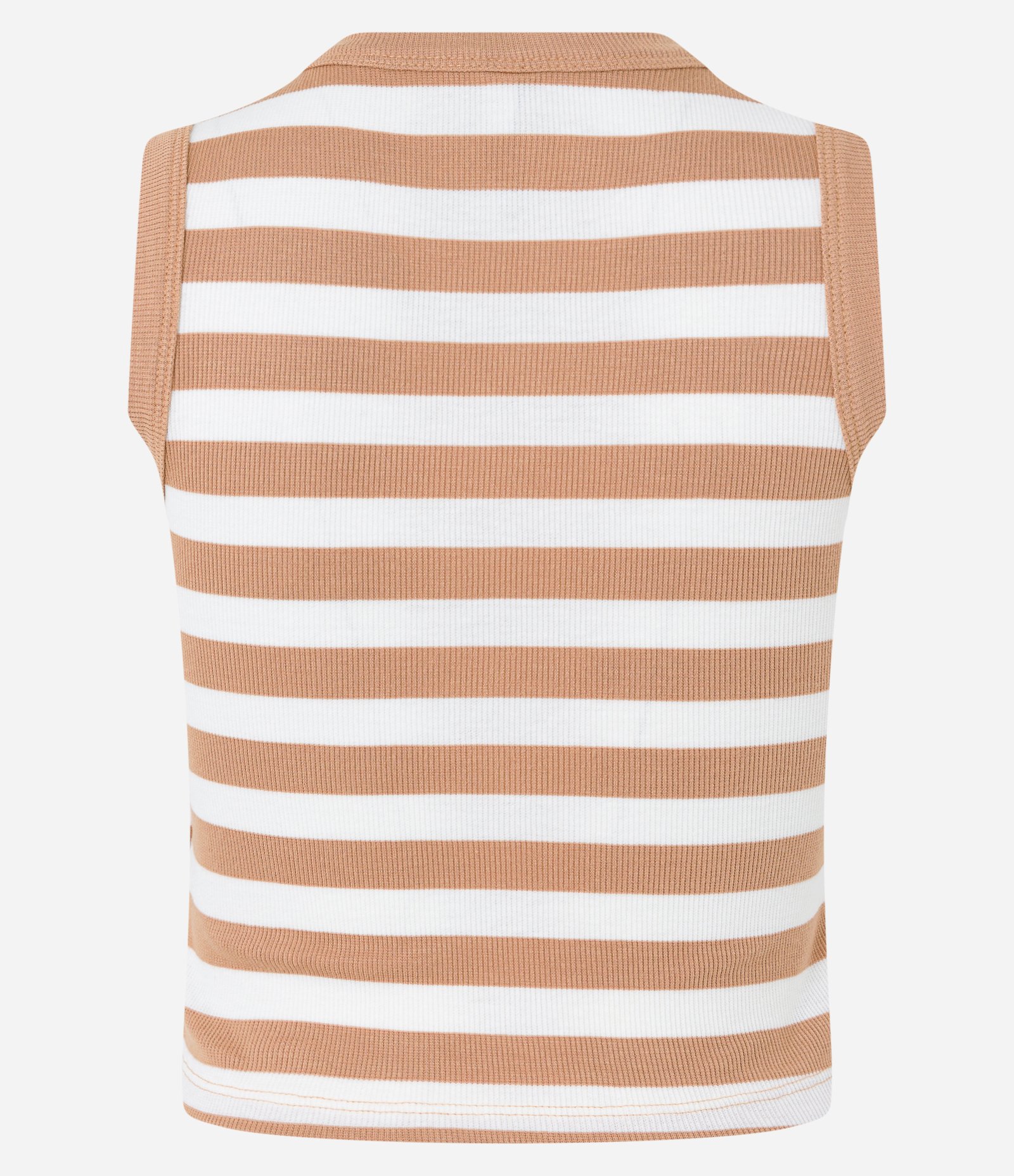 Blusa Regata em Viscose Listrada e com Textura Bege/Branco 6