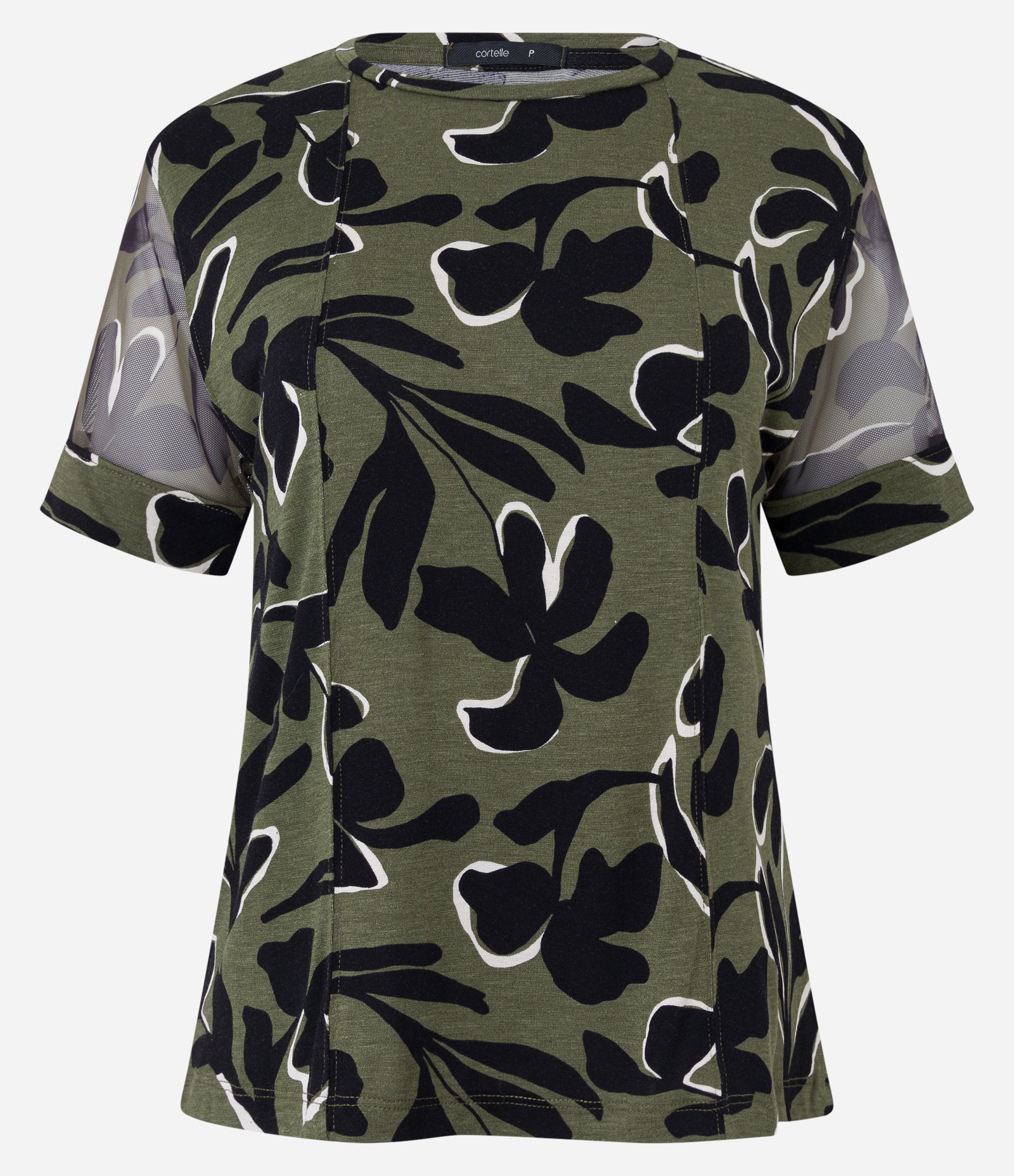 Blusa em Viscose com Estampa Floral e Manga em Tule Verde 5