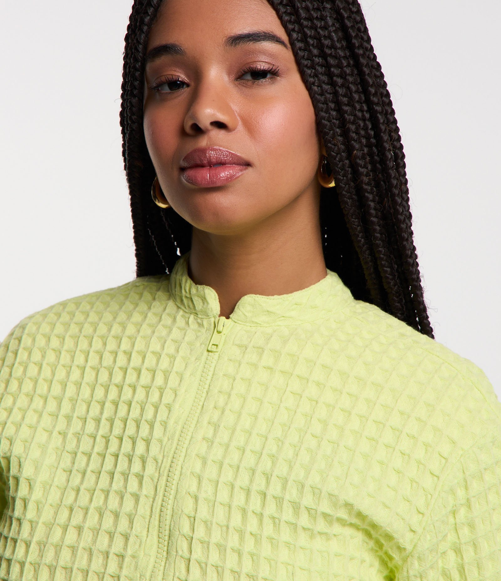 Jaqueta Bomber Maquinetada com Textura Amarelo 5