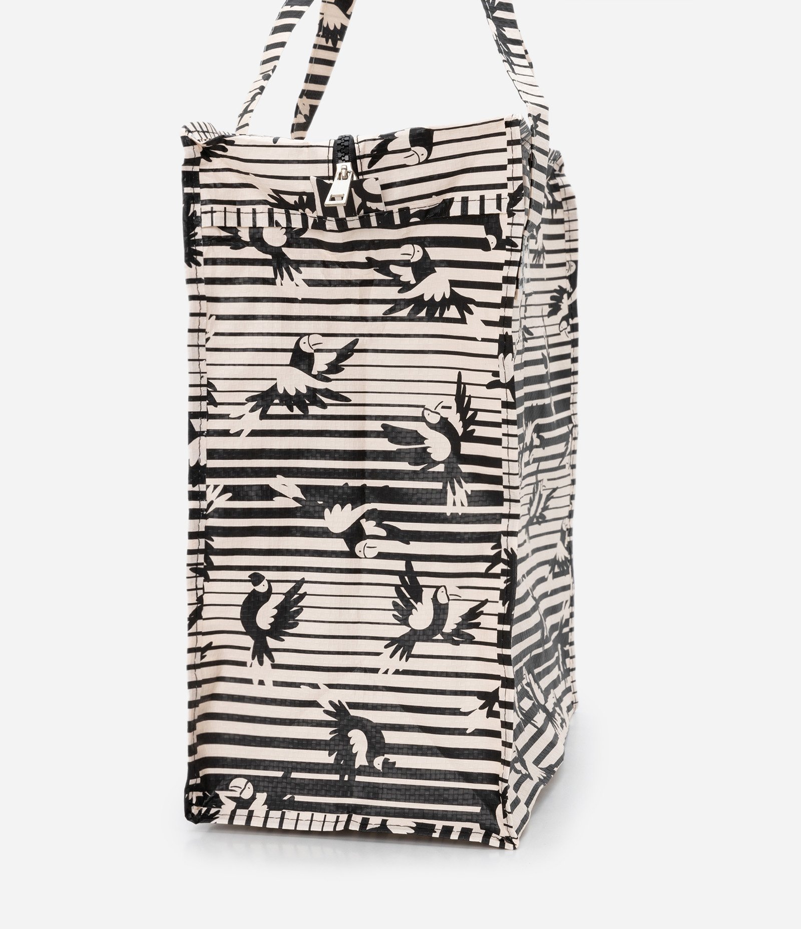 Sacola de Compras Grande com Estampa de Pássaros Off White 2