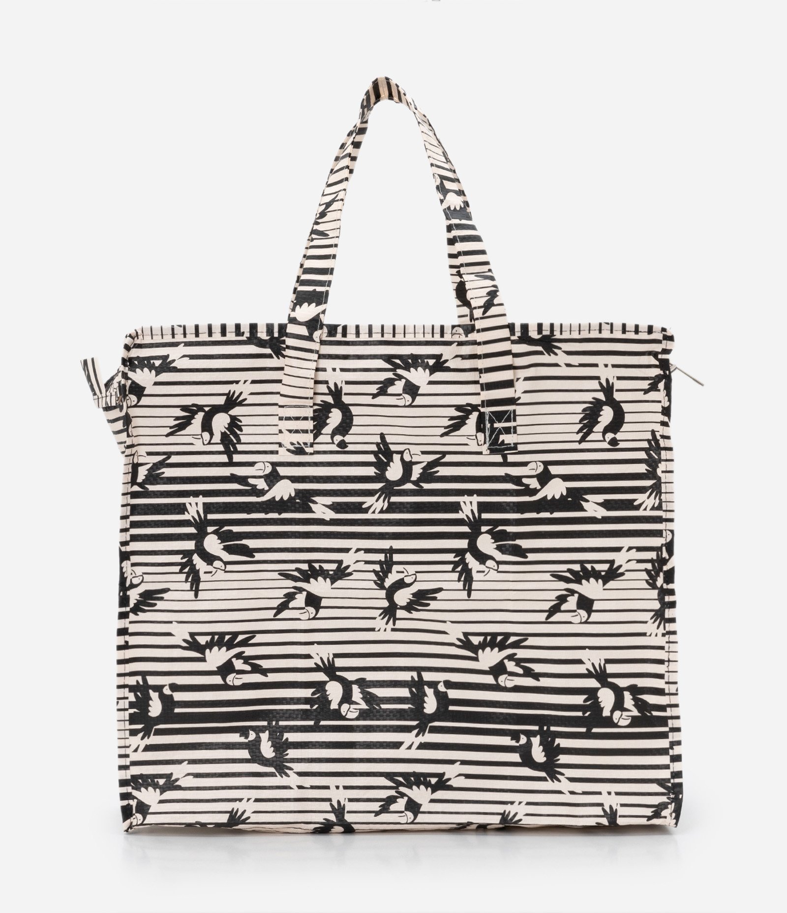 Sacola de Compras Grande com Estampa de Pássaros Off White 3
