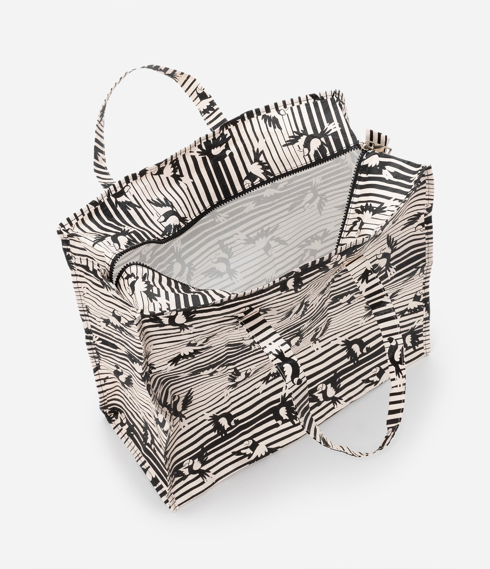 Sacola de Compras Grande com Estampa de Pássaros Off White 5