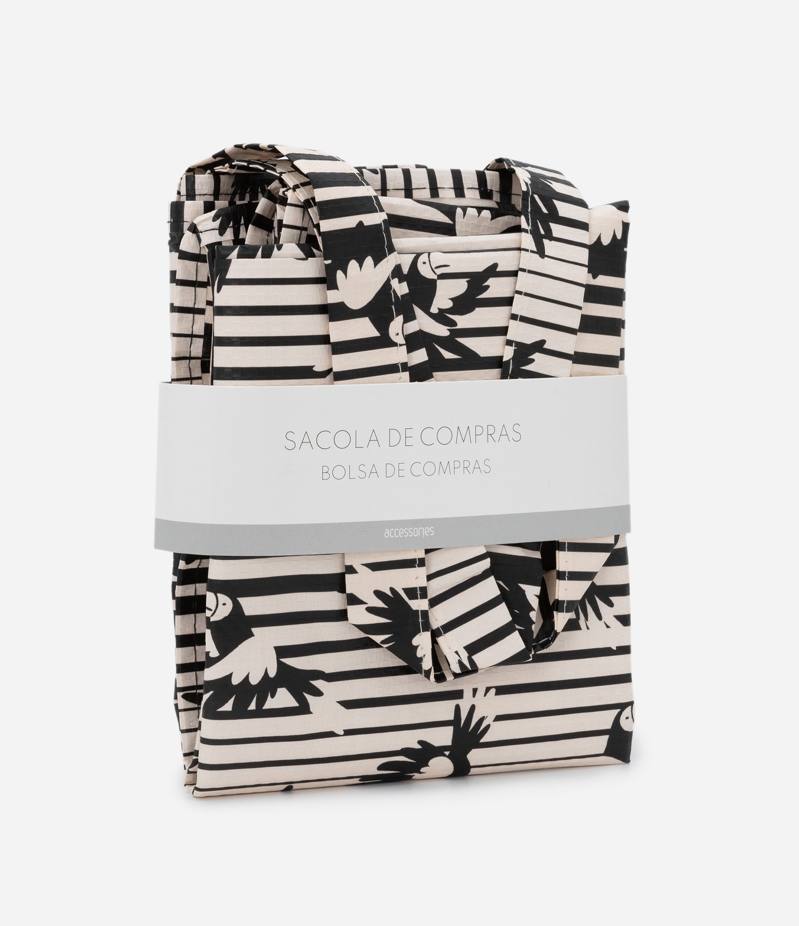 Sacola de Compras Grande com Estampa de Pássaros Off White 6