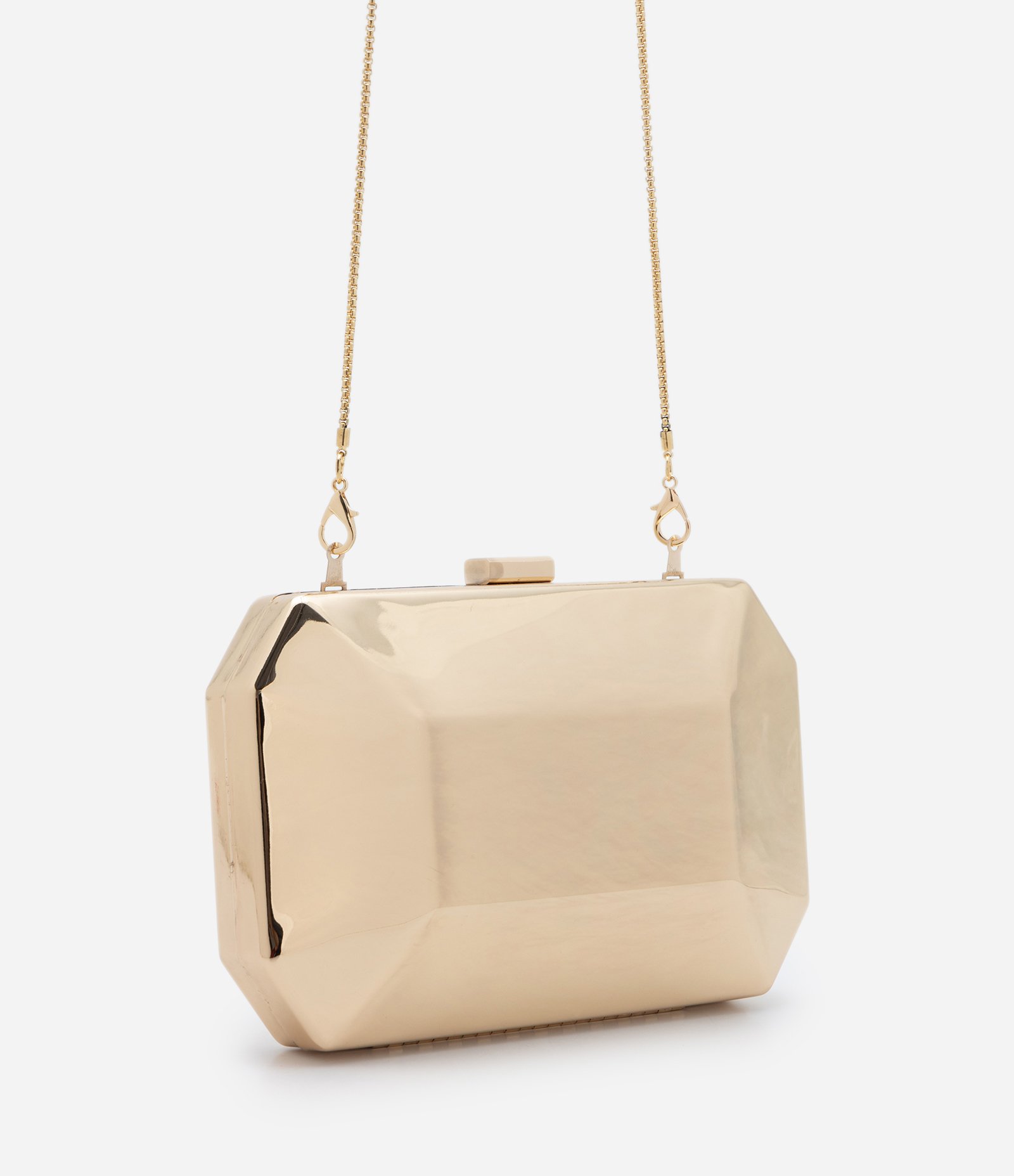 Bolsa Pequena em Metal e Alça de Corrente Dourado 2