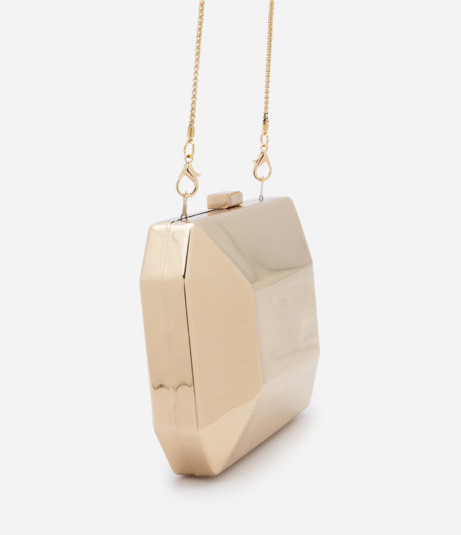 Bolsa Pequena em Metal e Alça de Corrente Dourado 3