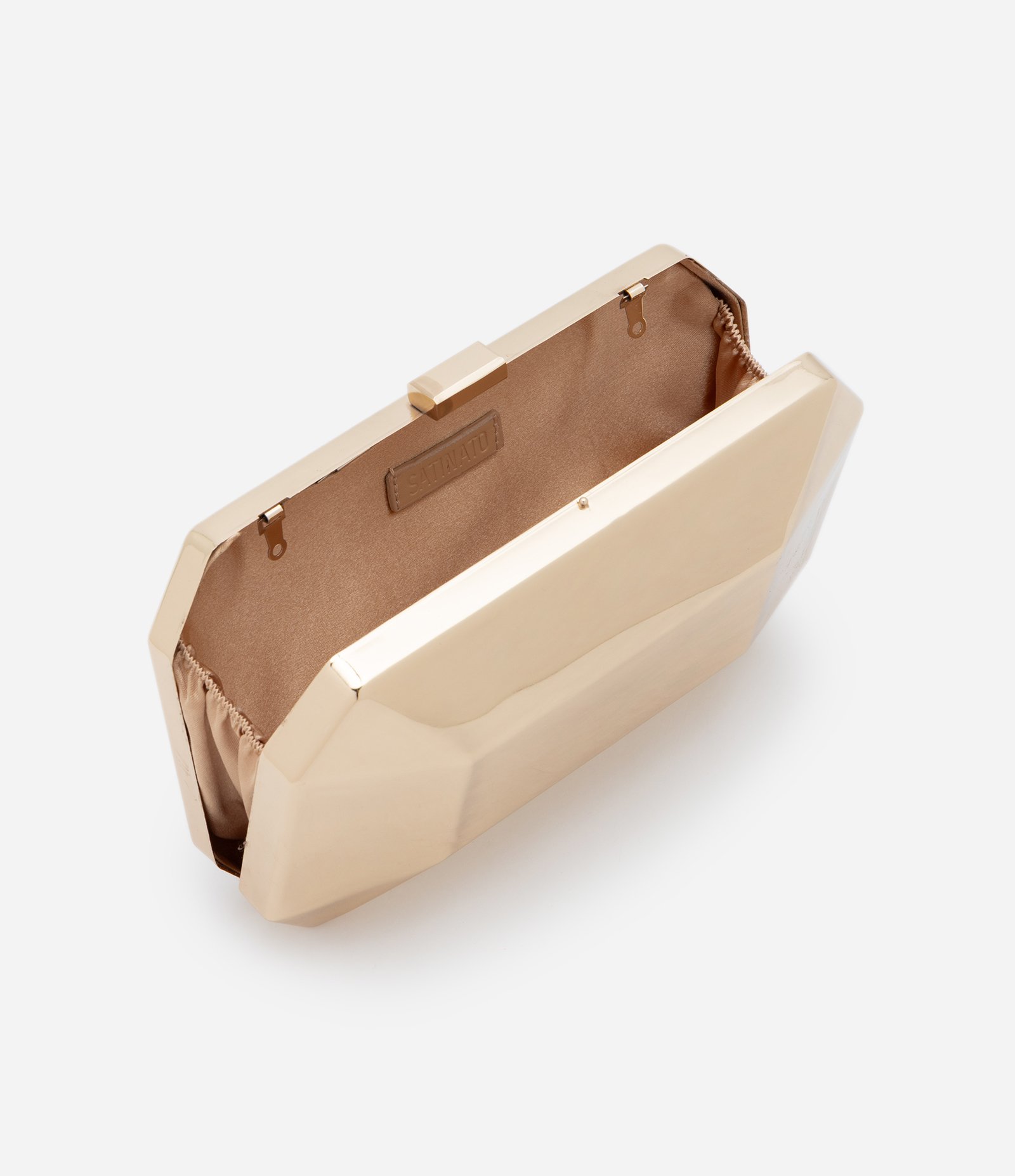 Bolsa Pequena em Metal e Alça de Corrente Dourado 5